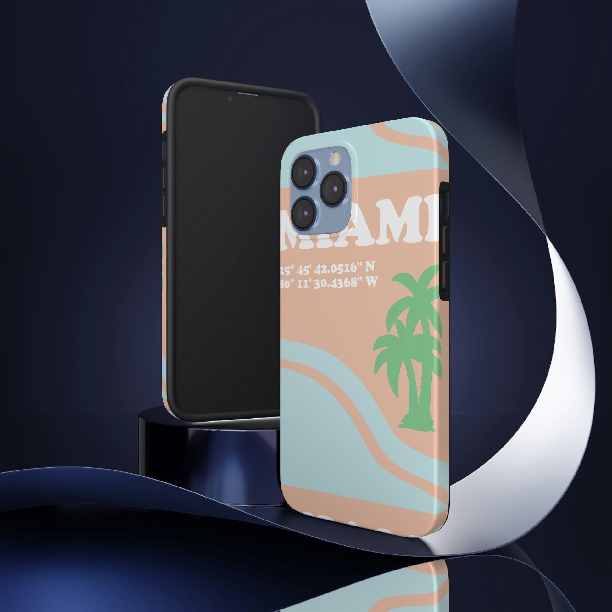 Miami Beach Florida Coordinates Minimal Art Tough Phone Cases Case-Mate Ichaku [Perfect Gifts Selection]