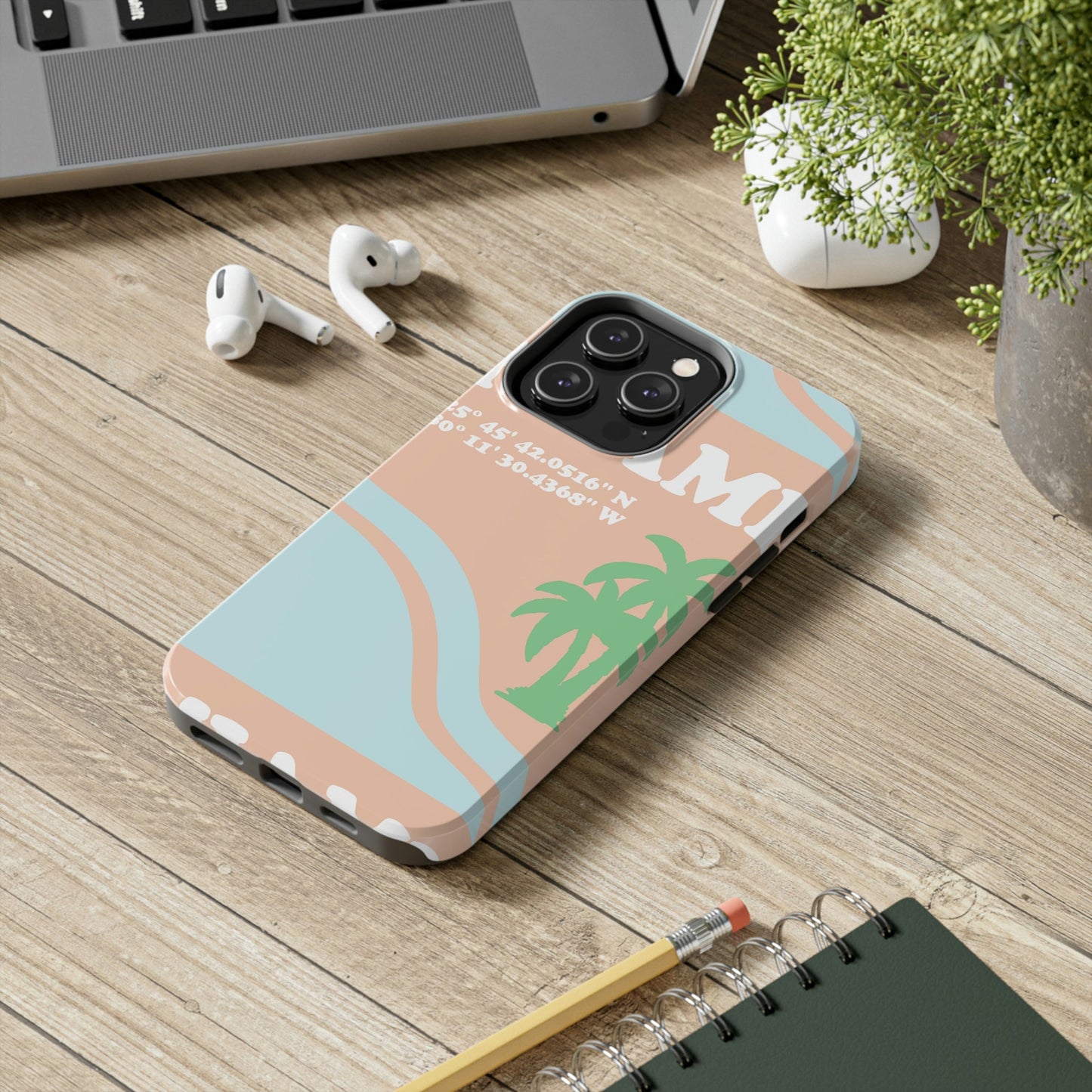 Miami Beach Florida Coordinates Minimal Art Tough Phone Cases Case-Mate Ichaku [Perfect Gifts Selection]