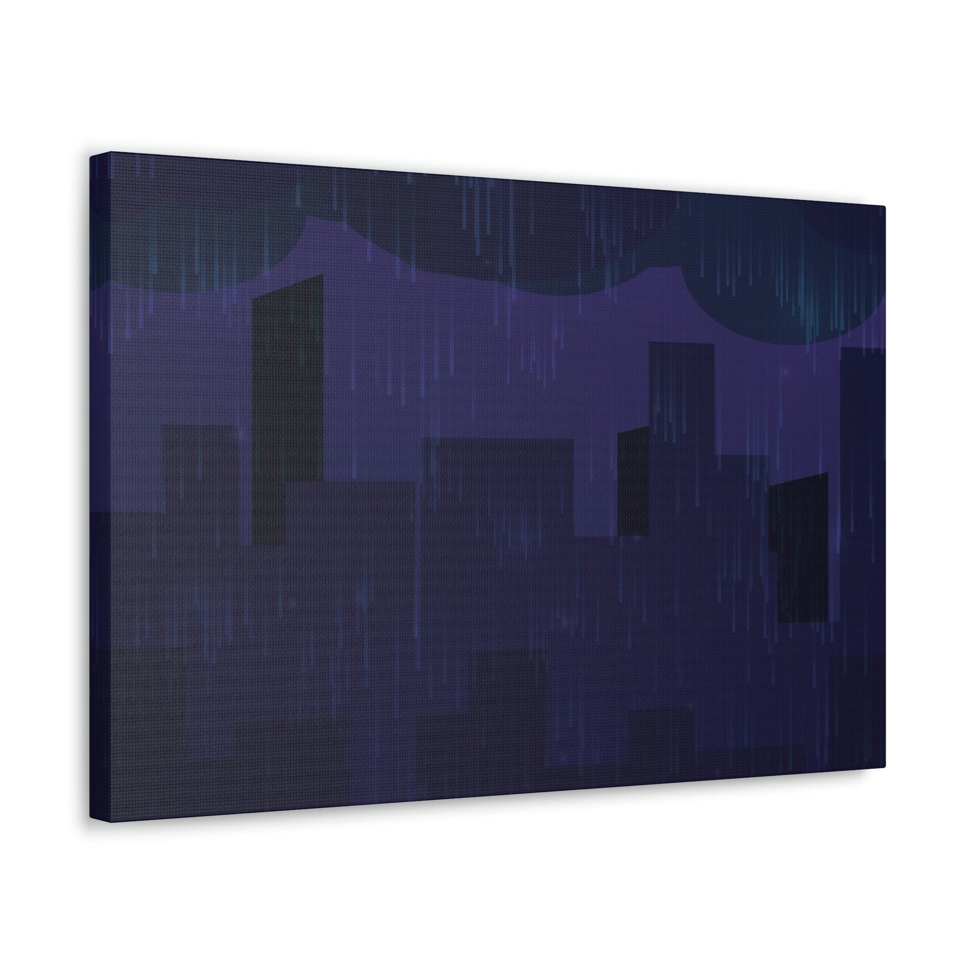 Midnight Rain In The City Thunderstorm City Silhouette View Classic Art Canvas Gallery Wraps Ichaku [Perfect Gifts Selection]