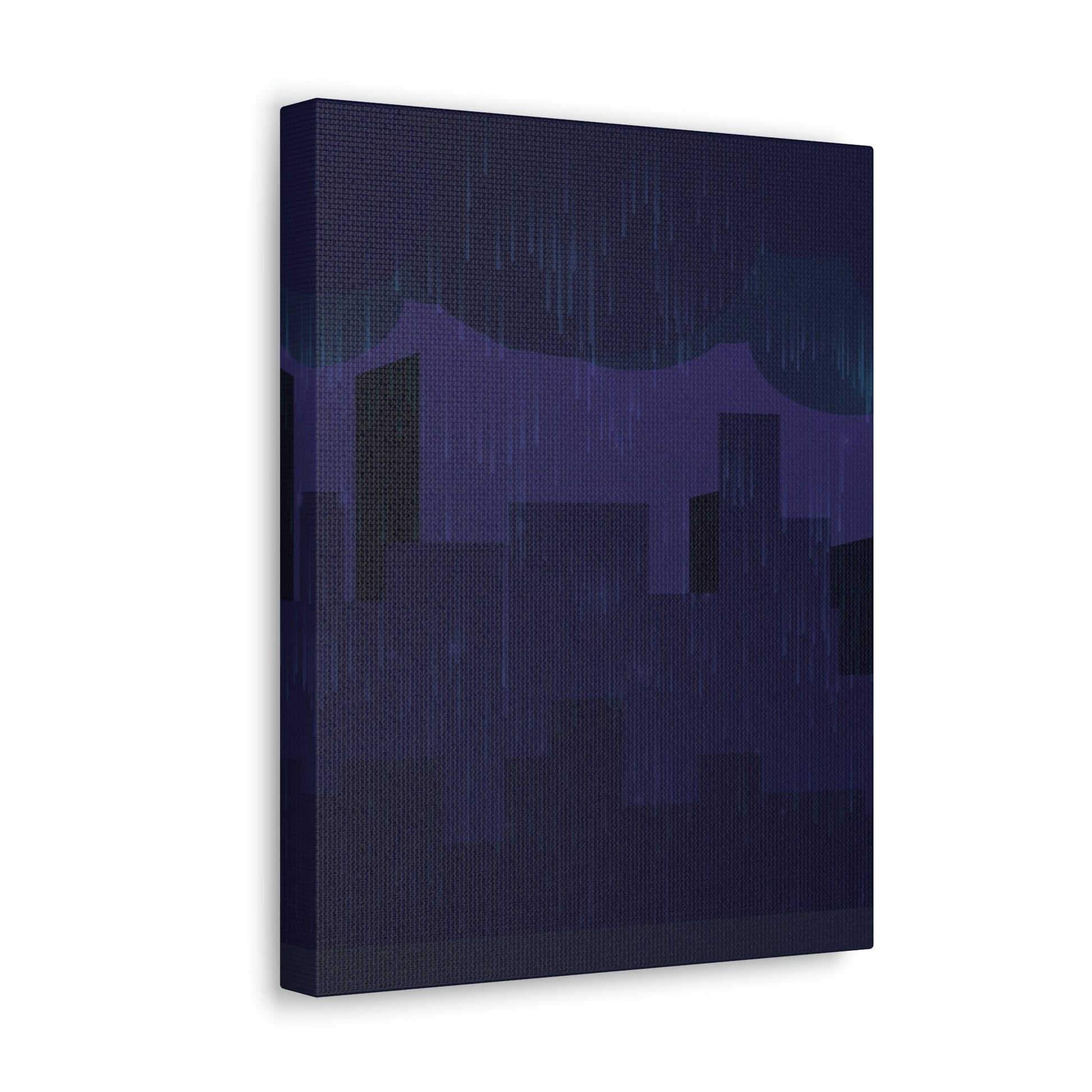 Midnight Rain In The City Thunderstorm City Silhouette View Classic Art Canvas Gallery Wraps Ichaku [Perfect Gifts Selection]