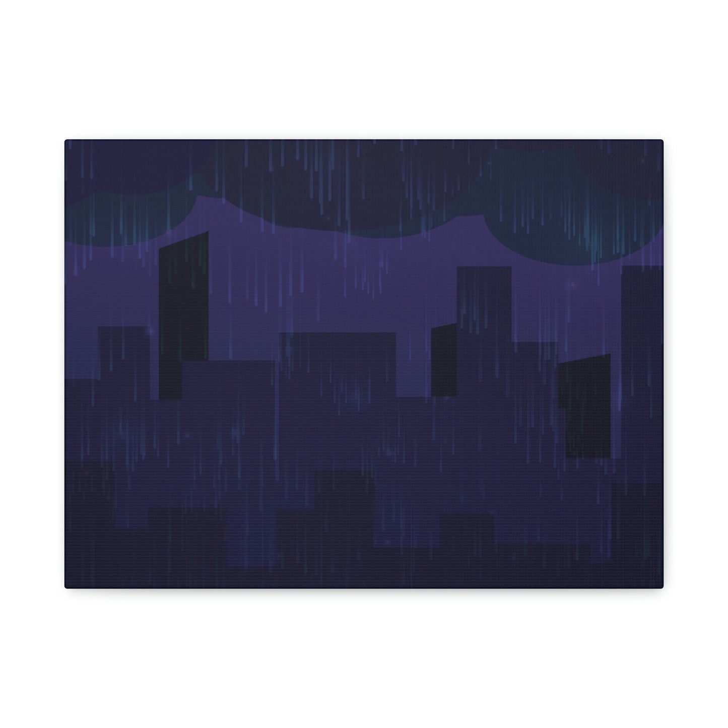 Midnight Rain In The City Thunderstorm City Silhouette View Classic Art Canvas Gallery Wraps Ichaku [Perfect Gifts Selection]