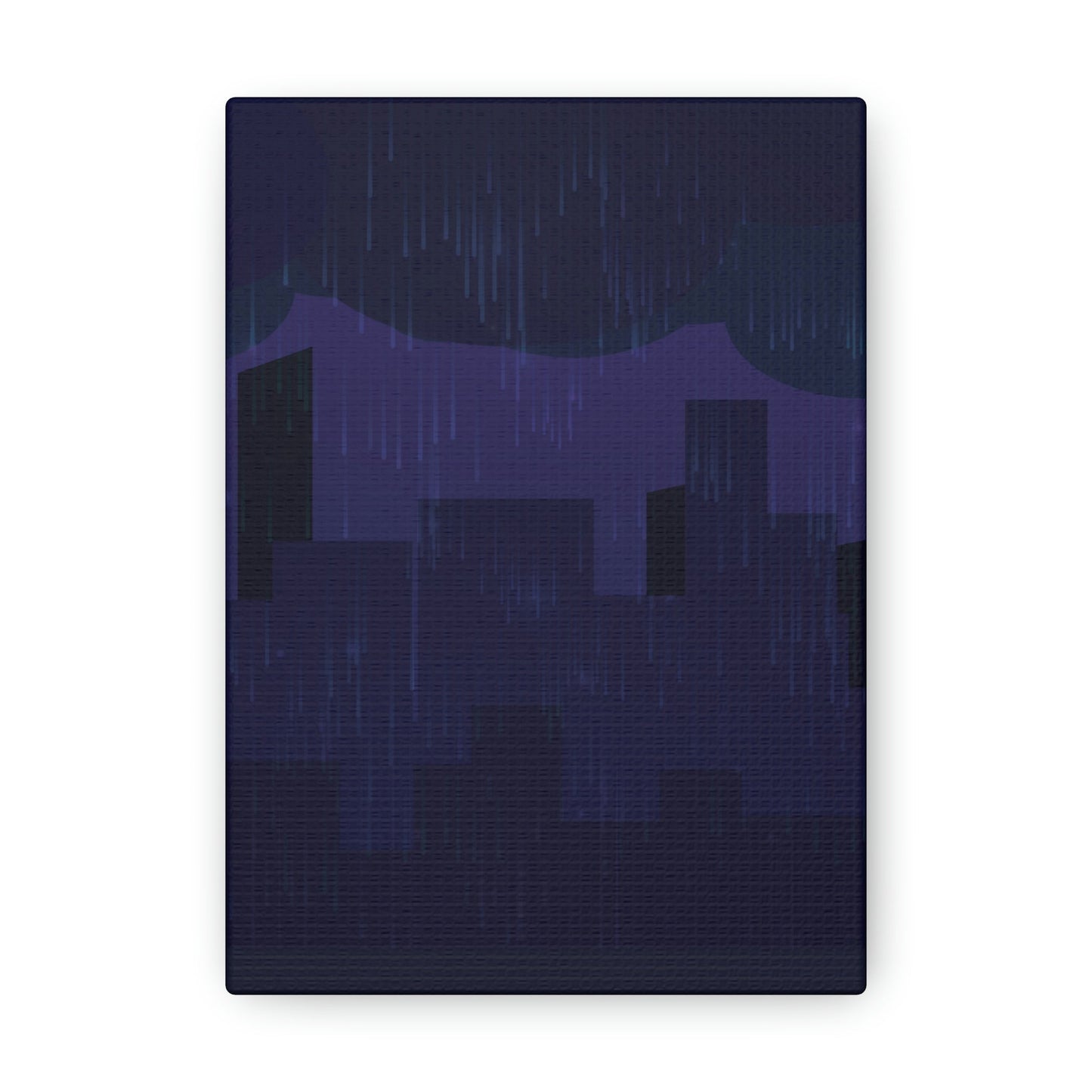 Midnight Rain In The City Thunderstorm City Silhouette View Classic Art Canvas Gallery Wraps Ichaku [Perfect Gifts Selection]