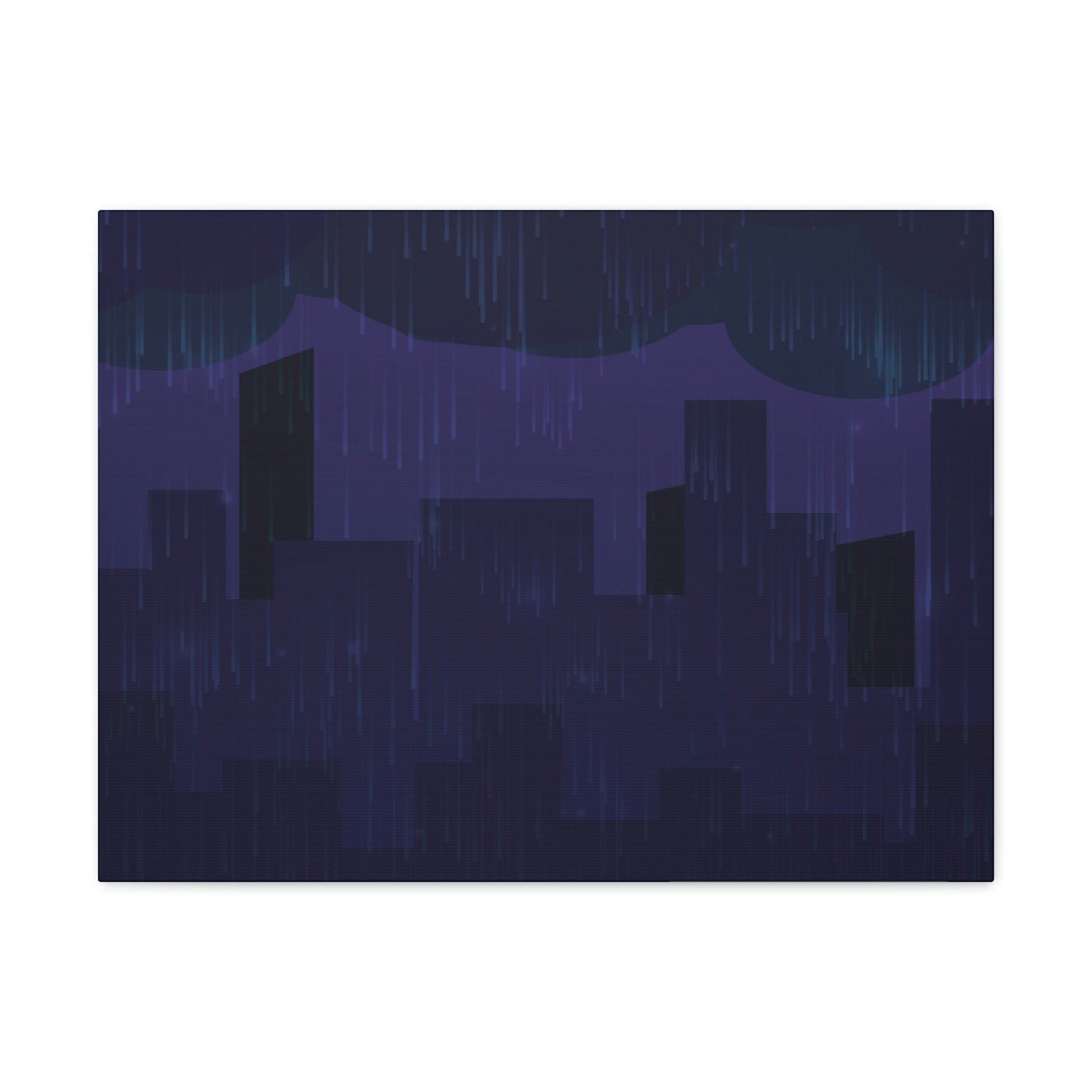 Midnight Rain In The City Thunderstorm City Silhouette View Classic Art Canvas Gallery Wraps Ichaku [Perfect Gifts Selection]