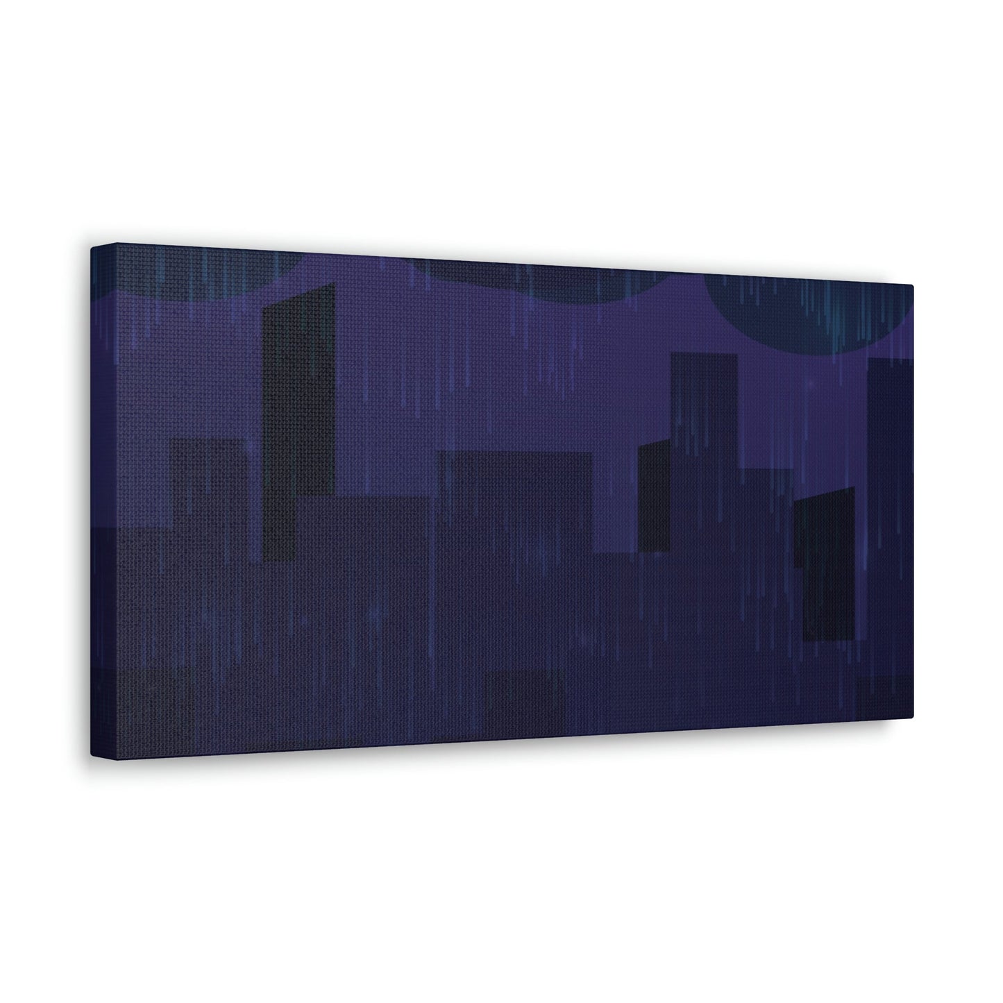 Midnight Rain In The City Thunderstorm City Silhouette View Classic Art Canvas Gallery Wraps Ichaku [Perfect Gifts Selection]