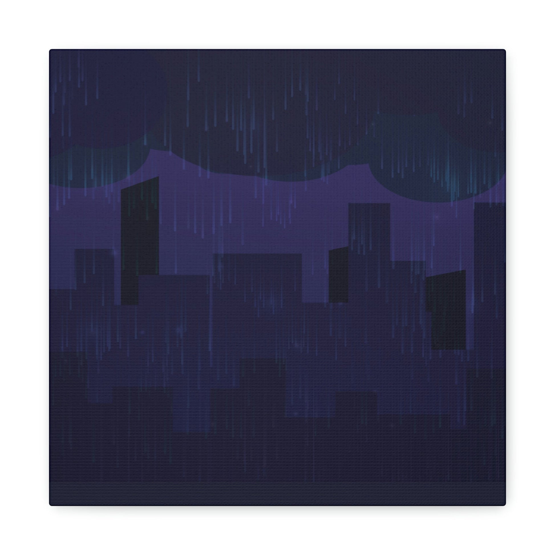 Midnight Rain In The City Thunderstorm City Silhouette View Classic Art Canvas Gallery Wraps Ichaku [Perfect Gifts Selection]