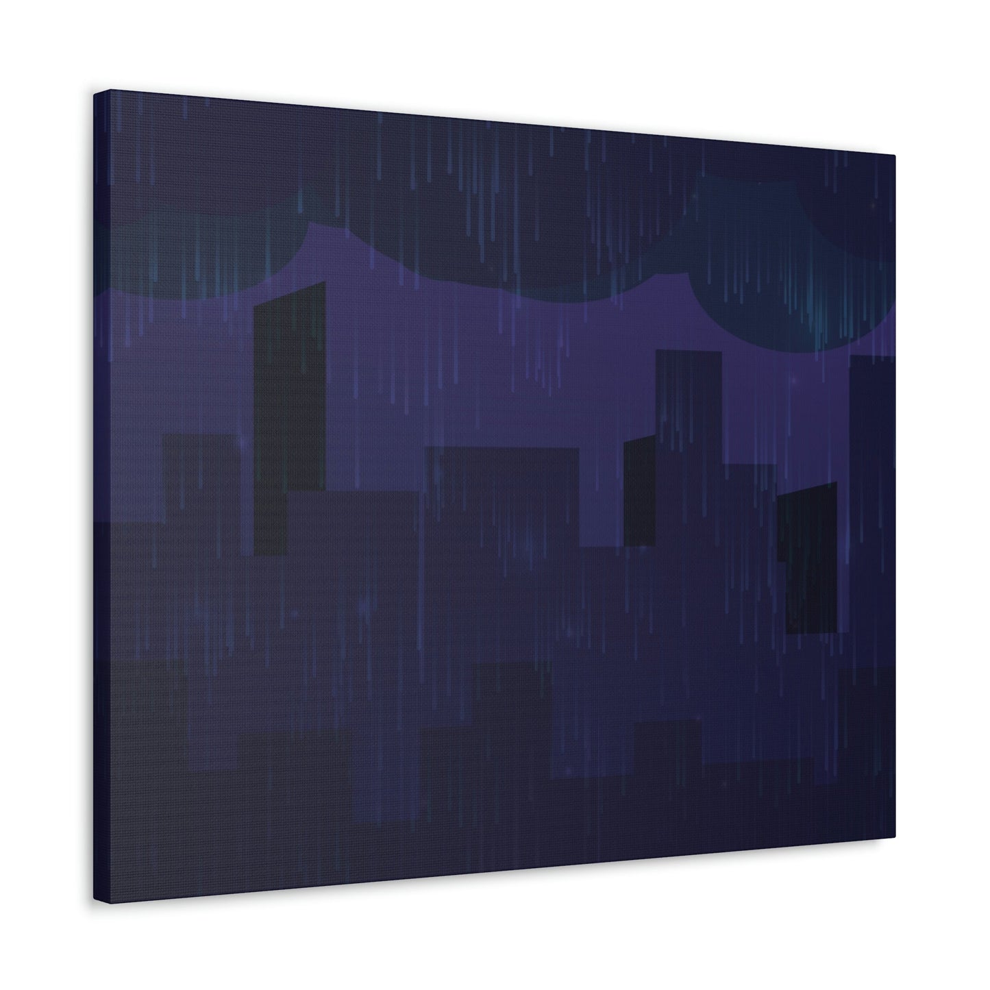 Midnight Rain In The City Thunderstorm City Silhouette View Classic Art Canvas Gallery Wraps Ichaku [Perfect Gifts Selection]