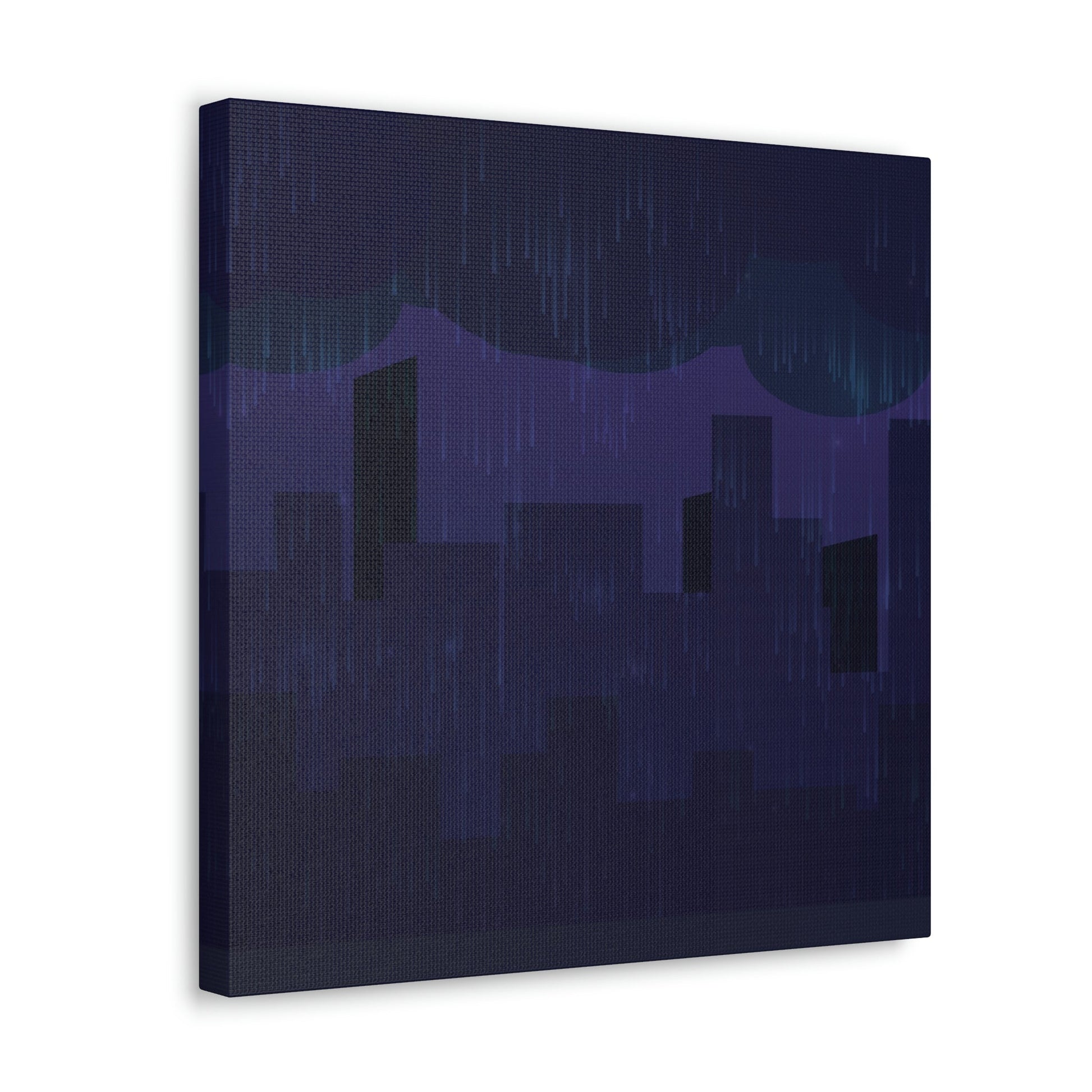 Midnight Rain In The City Thunderstorm City Silhouette View Classic Art Canvas Gallery Wraps Ichaku [Perfect Gifts Selection]