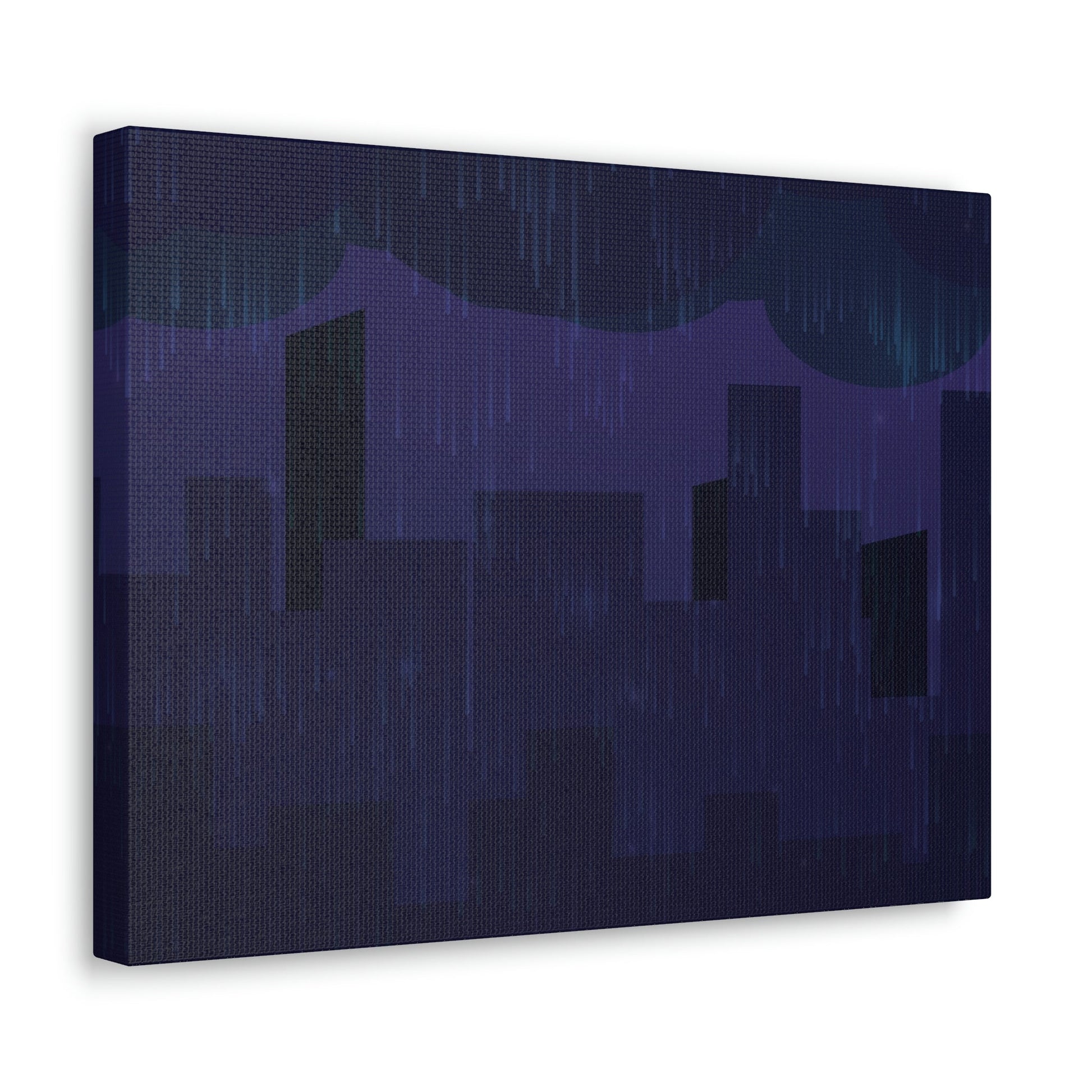 Midnight Rain In The City Thunderstorm City Silhouette View Classic Art Canvas Gallery Wraps Ichaku [Perfect Gifts Selection]