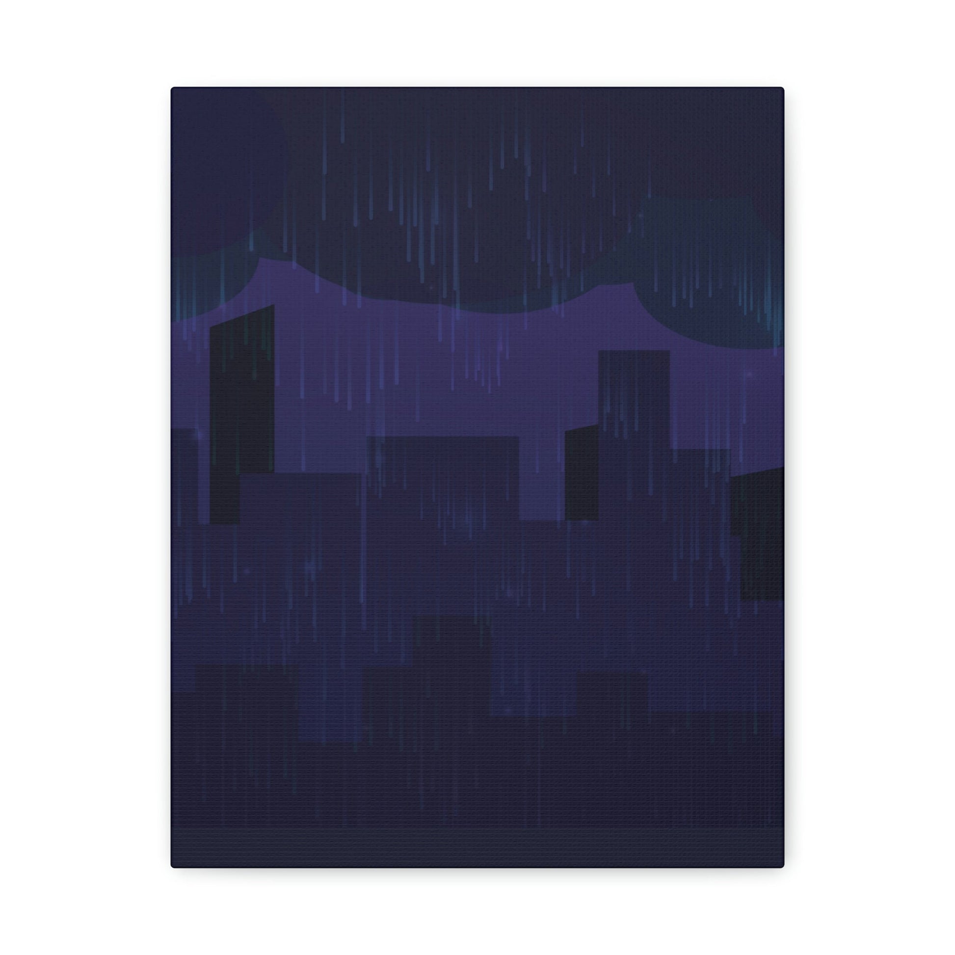 Midnight Rain In The City Thunderstorm City Silhouette View Classic Art Canvas Gallery Wraps Ichaku [Perfect Gifts Selection]