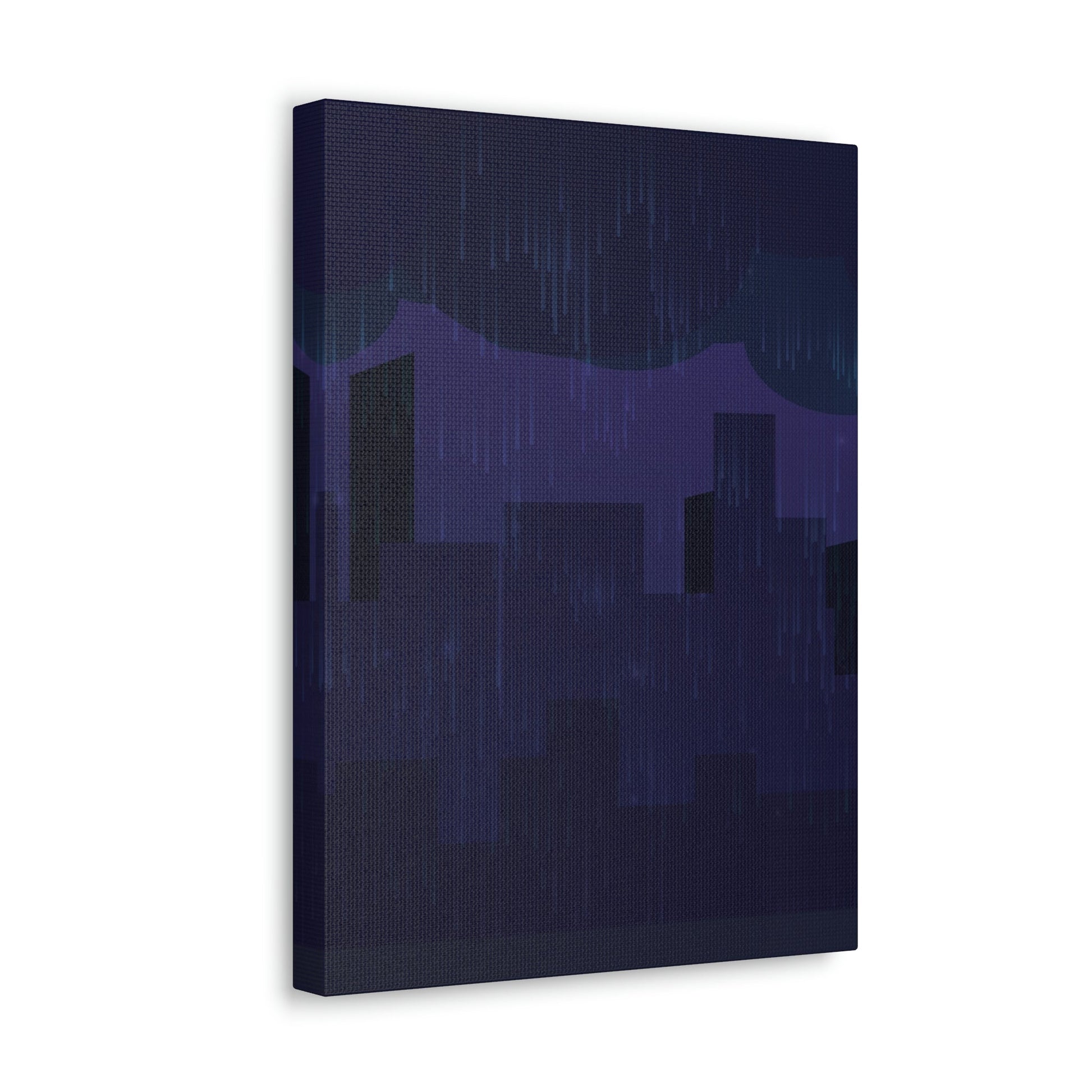 Midnight Rain In The City Thunderstorm City Silhouette View Classic Art Canvas Gallery Wraps Ichaku [Perfect Gifts Selection]