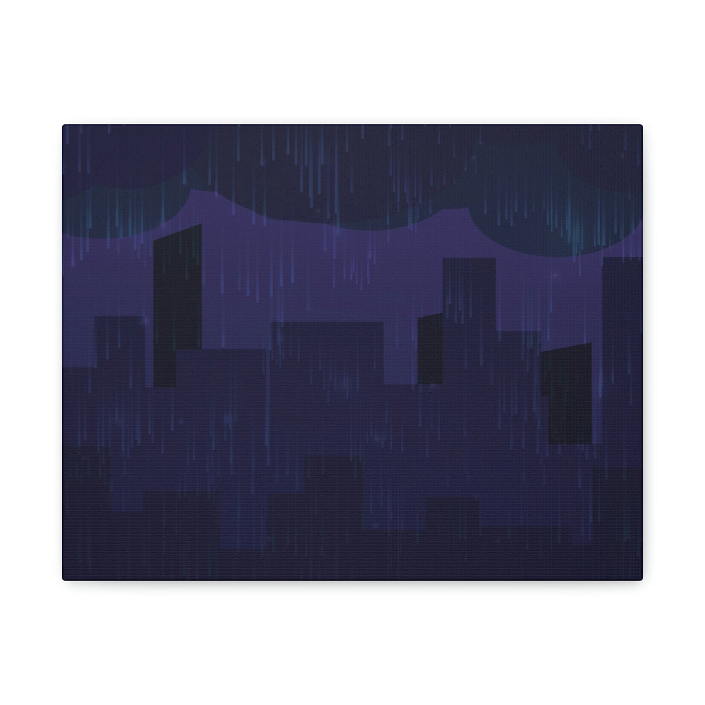 Midnight Rain In The City Thunderstorm City Silhouette View Classic Art Canvas Gallery Wraps Ichaku [Perfect Gifts Selection]