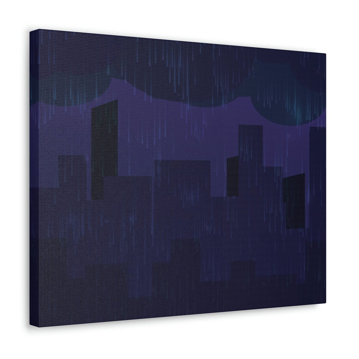 Midnight Rain In The City Thunderstorm City Silhouette View Classic Art Canvas Gallery Wraps Ichaku [Perfect Gifts Selection]