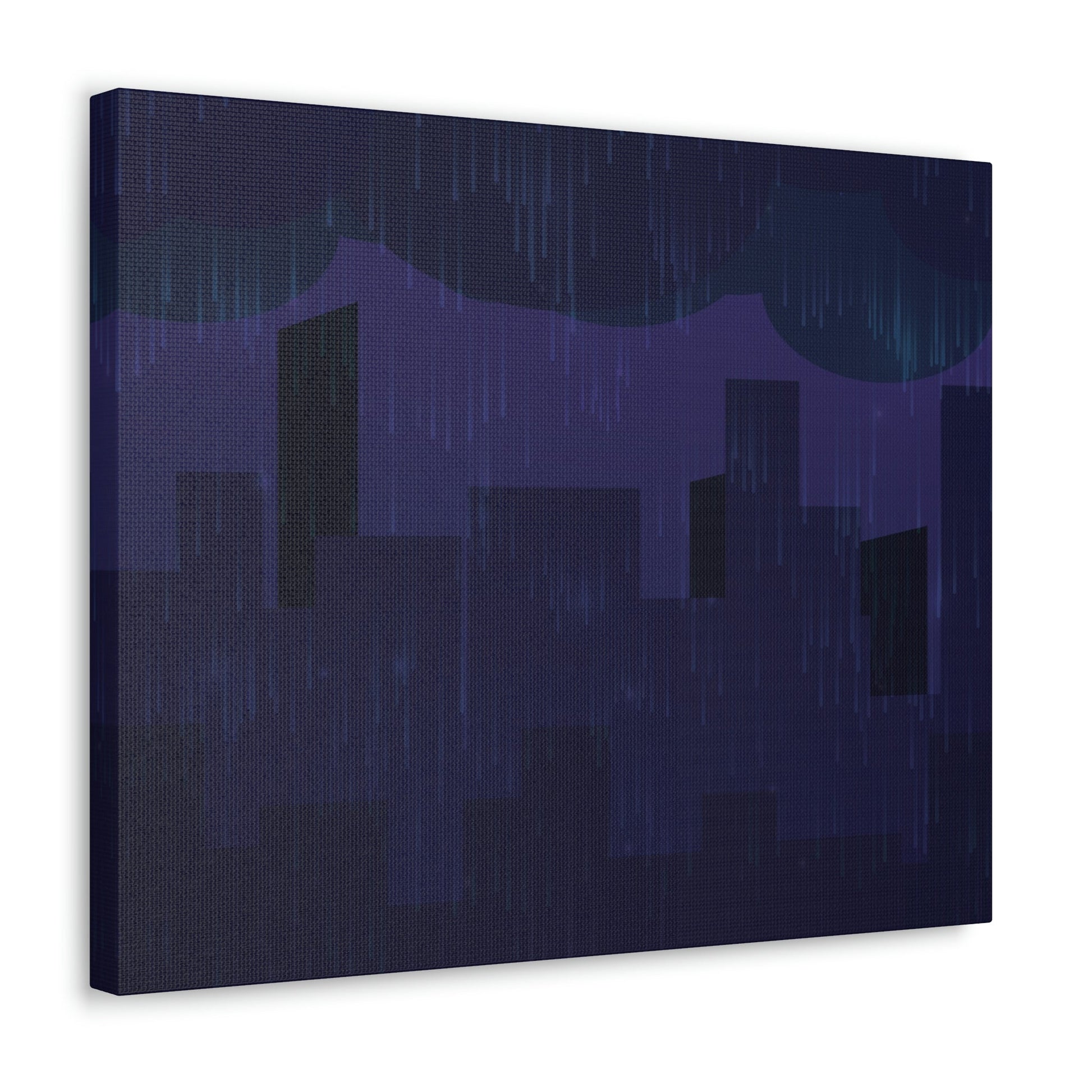 Midnight Rain In The City Thunderstorm City Silhouette View Classic Art Canvas Gallery Wraps Ichaku [Perfect Gifts Selection]