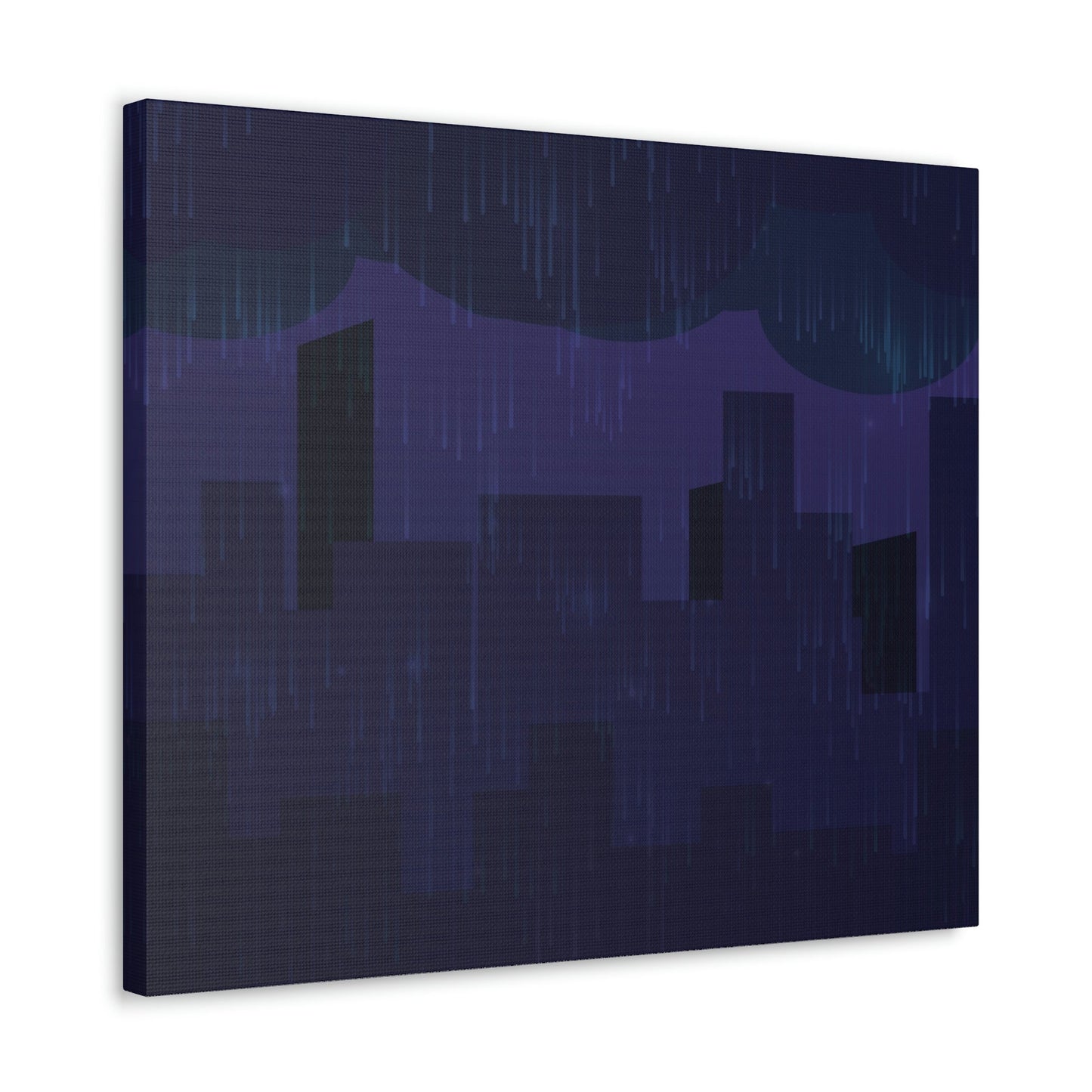 Midnight Rain In The City Thunderstorm City Silhouette View Classic Art Canvas Gallery Wraps Ichaku [Perfect Gifts Selection]