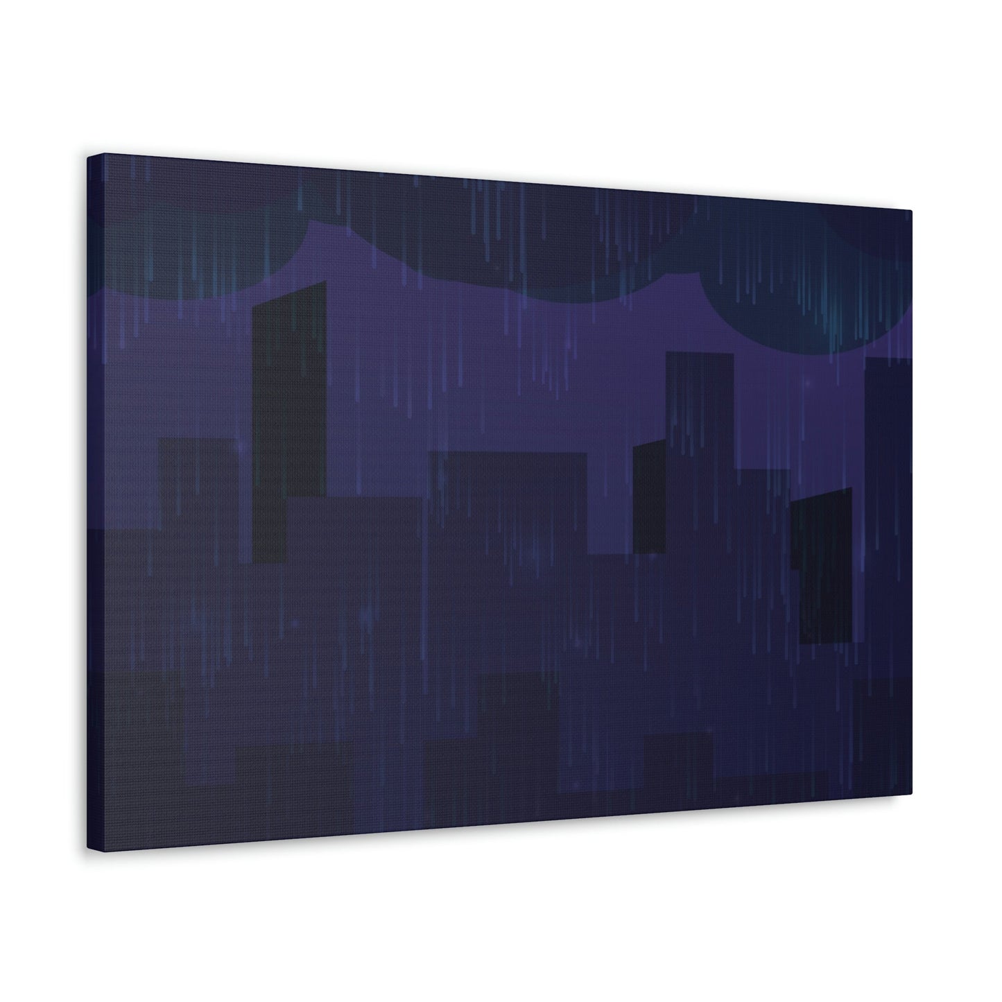 Midnight Rain In The City Thunderstorm City Silhouette View Classic Art Canvas Gallery Wraps Ichaku [Perfect Gifts Selection]