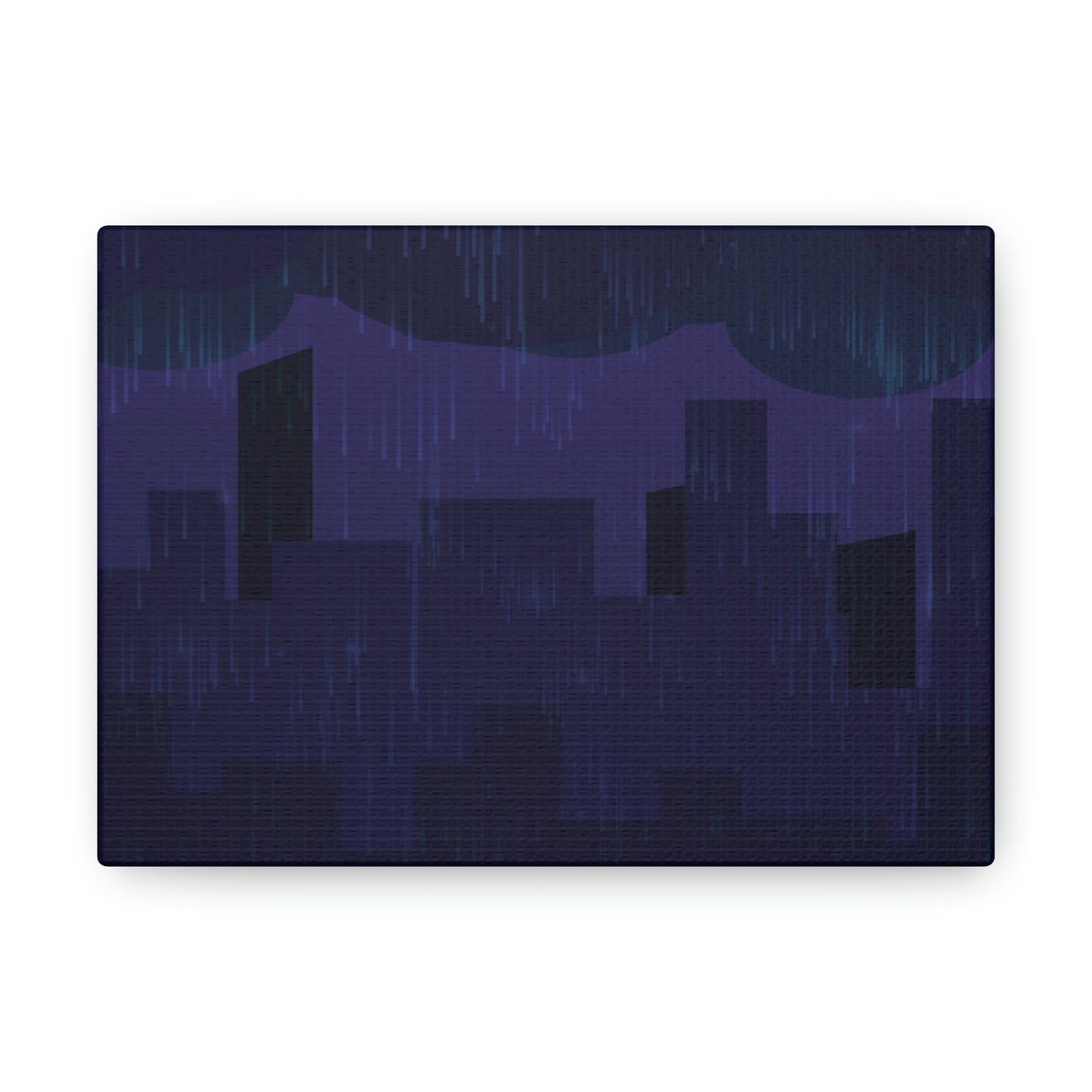 Midnight Rain In The City Thunderstorm City Silhouette View Classic Art Canvas Gallery Wraps Ichaku [Perfect Gifts Selection]