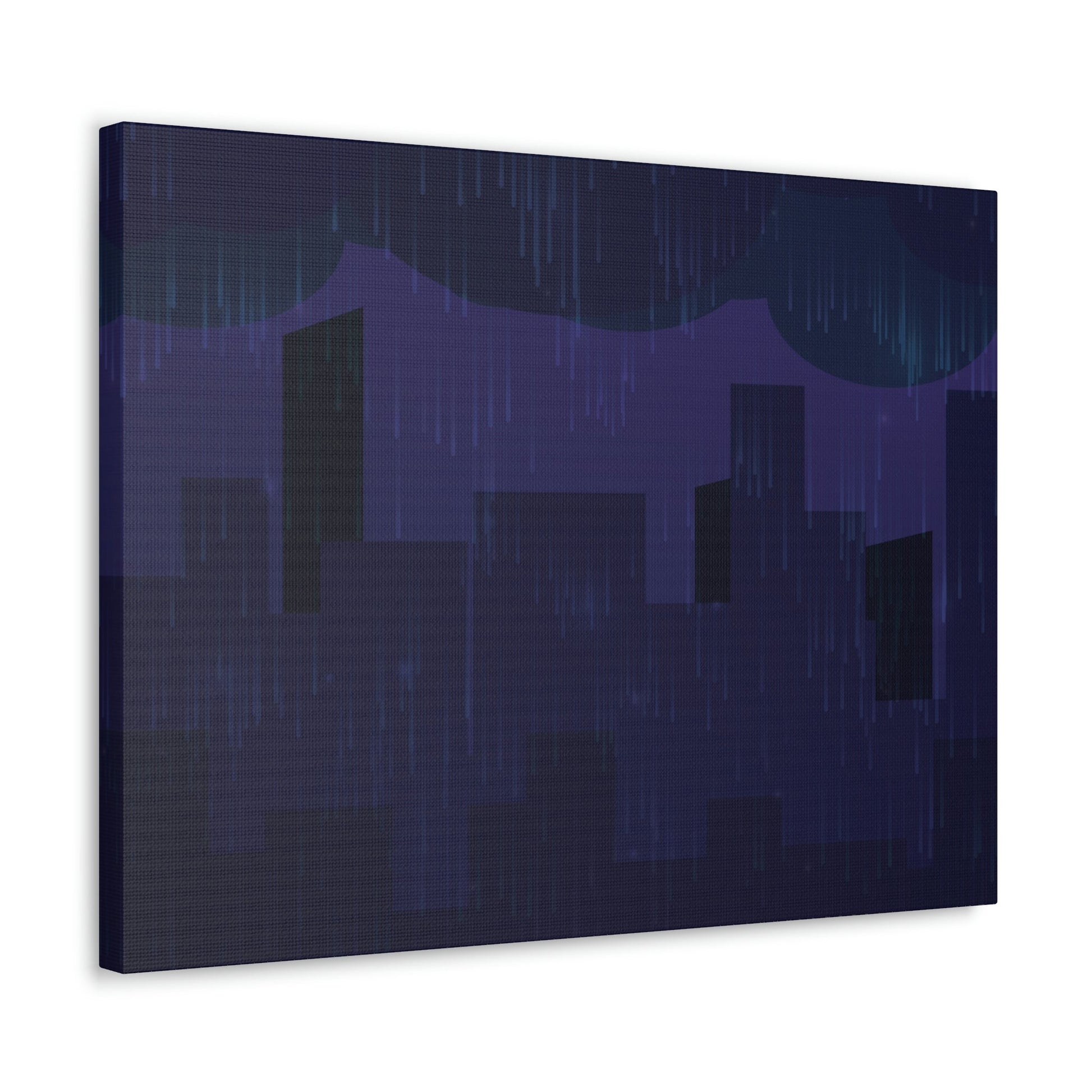 Midnight Rain In The City Thunderstorm City Silhouette View Classic Art Canvas Gallery Wraps Ichaku [Perfect Gifts Selection]