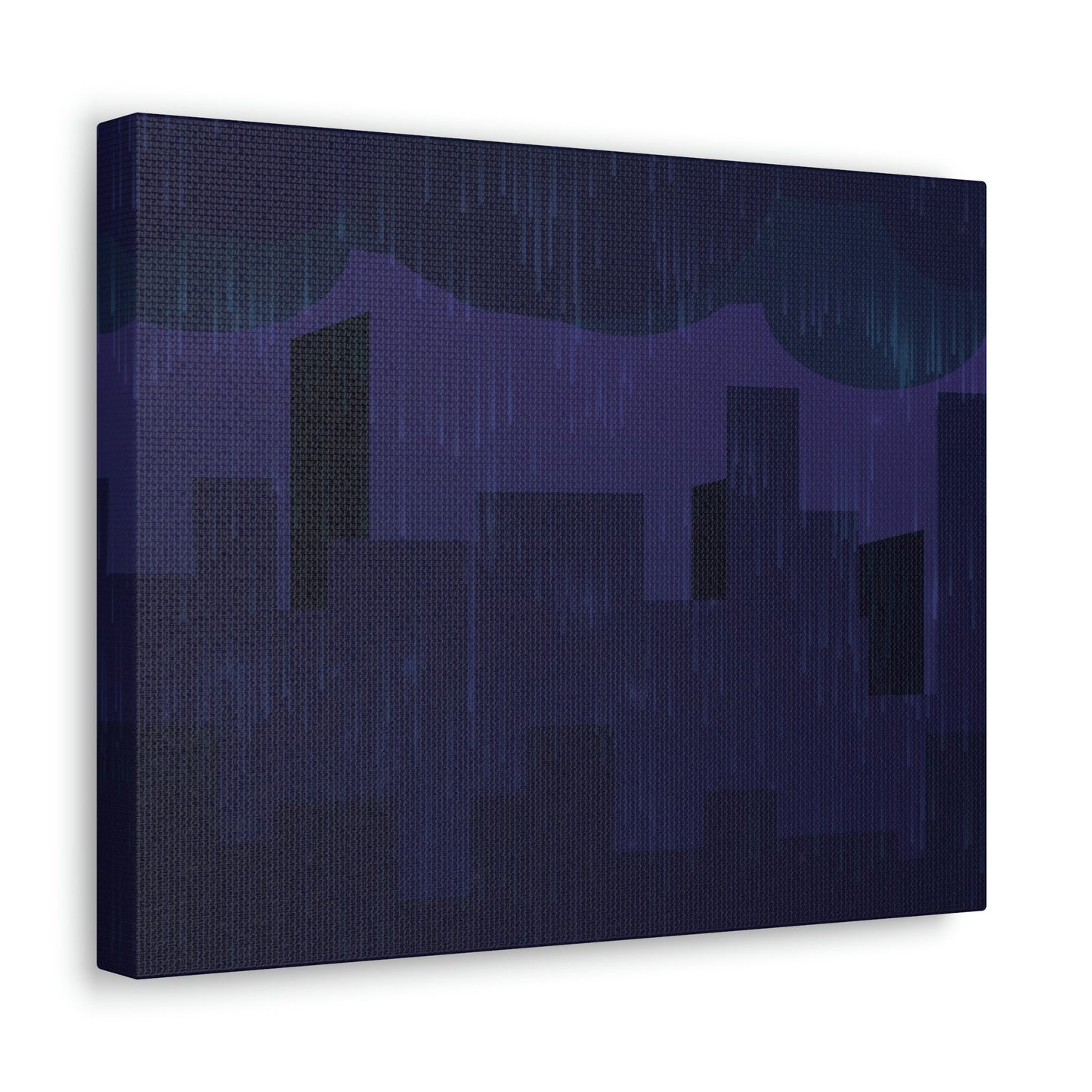 Midnight Rain In The City Thunderstorm City Silhouette View Classic Art Canvas Gallery Wraps Ichaku [Perfect Gifts Selection]