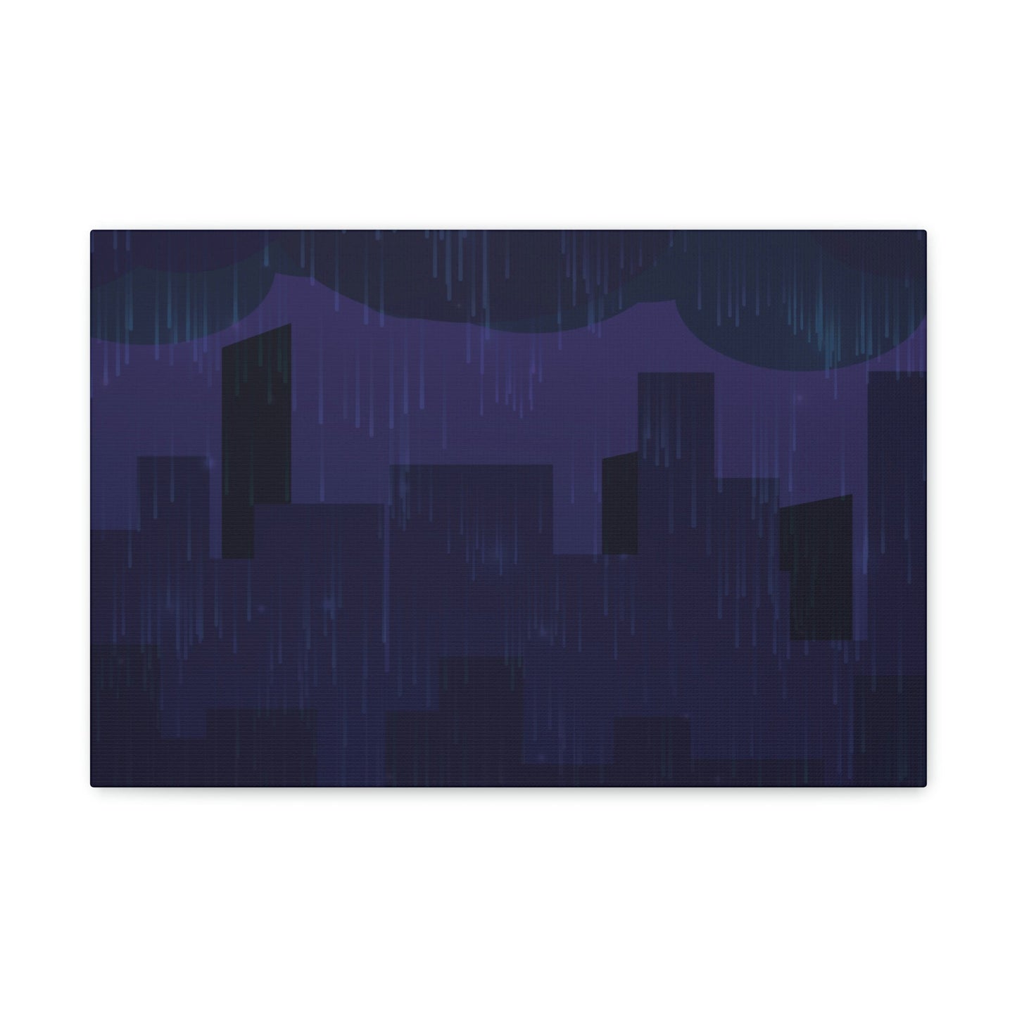 Midnight Rain In The City Thunderstorm City Silhouette View Classic Art Canvas Gallery Wraps Ichaku [Perfect Gifts Selection]