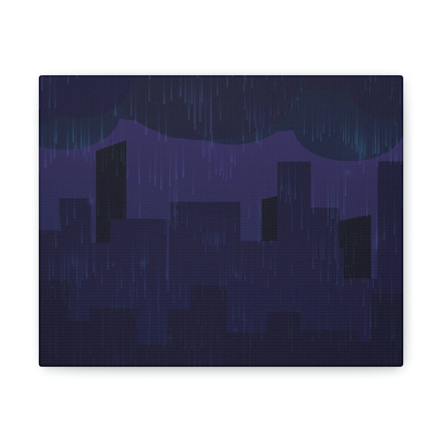 Midnight Rain In The City Thunderstorm City Silhouette View Classic Art Canvas Gallery Wraps Ichaku [Perfect Gifts Selection]