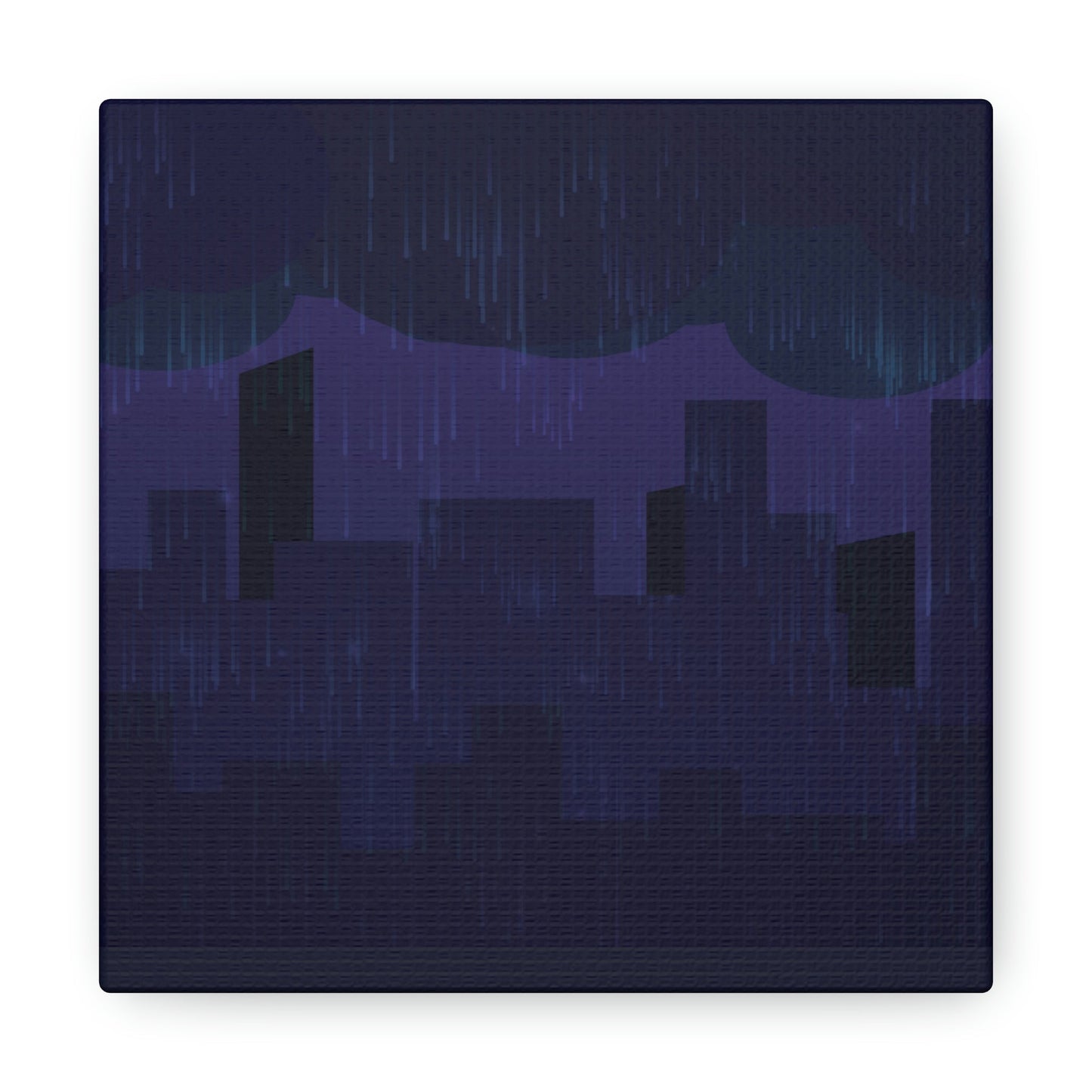 Midnight Rain In The City Thunderstorm City Silhouette View Classic Art Canvas Gallery Wraps Ichaku [Perfect Gifts Selection]