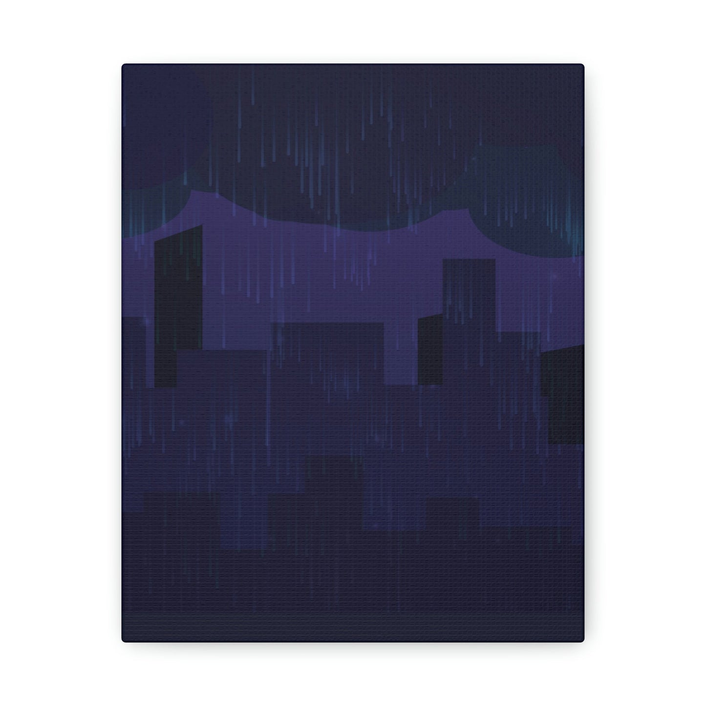 Midnight Rain In The City Thunderstorm City Silhouette View Classic Art Canvas Gallery Wraps Ichaku [Perfect Gifts Selection]