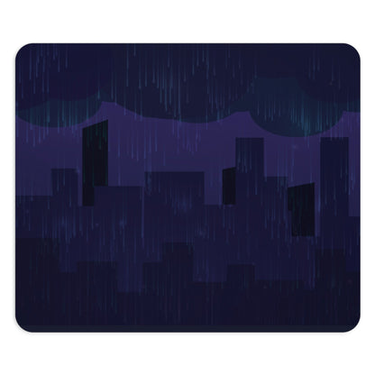 Midnight Rain In The City Thunderstorm City Silhouette View Ergonomic Non-slip Creative Design Mouse Pad Ichaku [Perfect Gifts Selection]