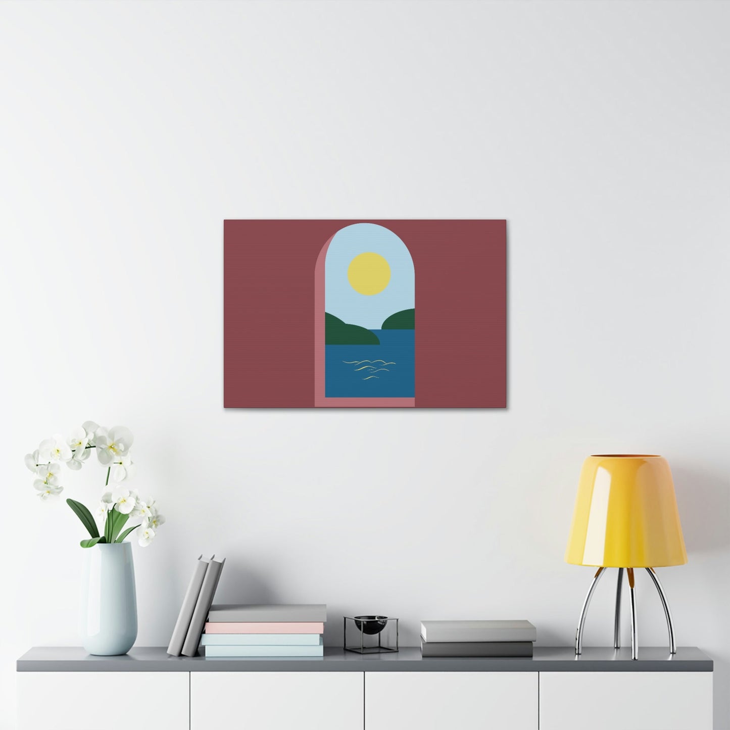 Minimal Art Print Italy Sea View Landscape Aesthetic Classic Canvas Gallery Wraps Ichaku [Perfect Gifts Selection]