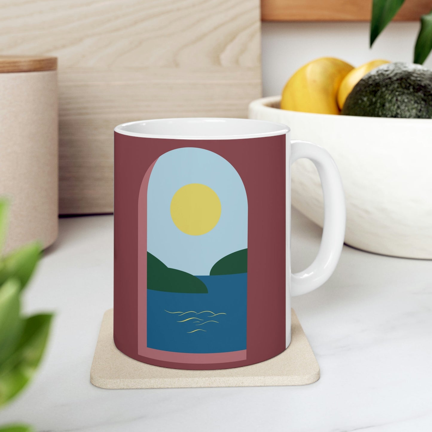 Minimal Art Print Italy Sea View Landscape Ceramic Mug 11oz Ichaku [Perfect Gifts Selection]