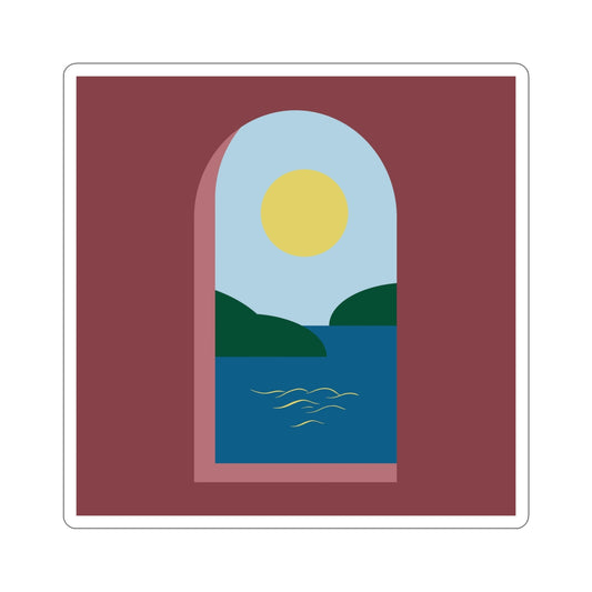 Minimal Art Print Italy Sea View Landscape Die-Cut Sticker Ichaku [Perfect Gifts Selection]