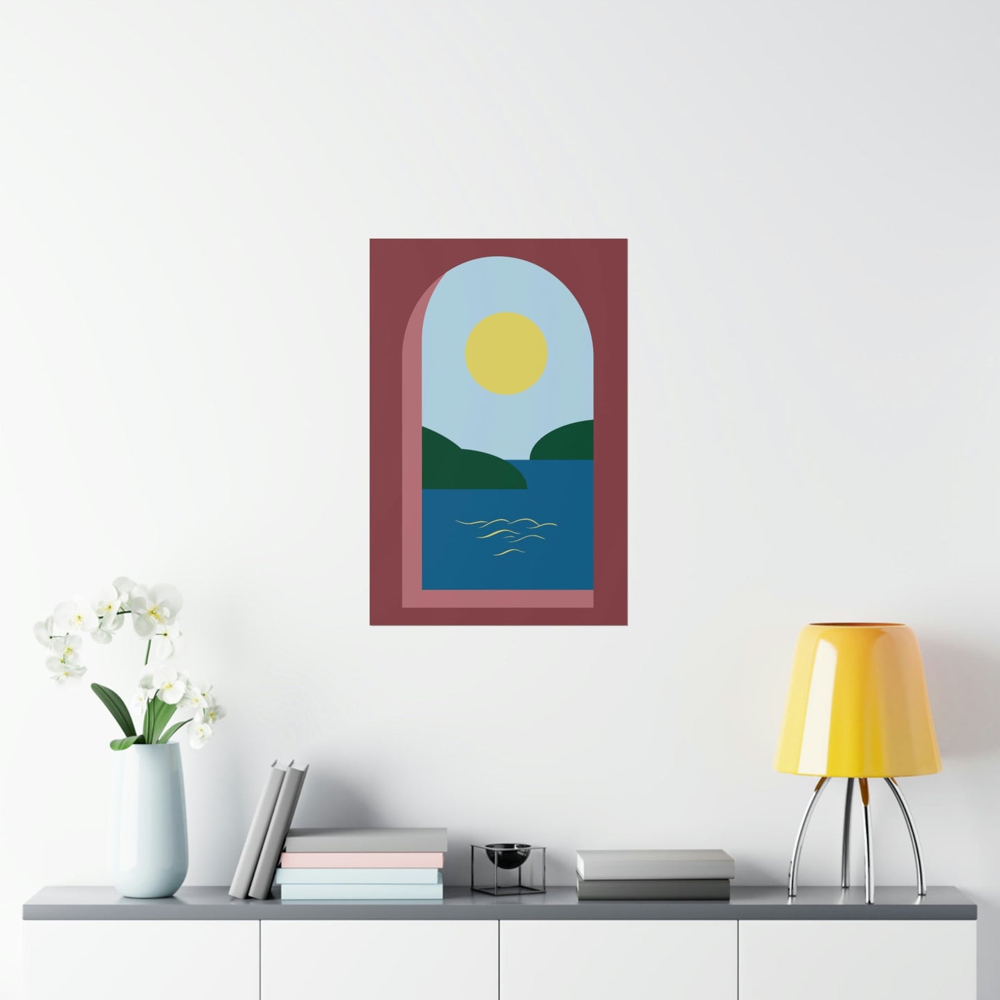 Minimal Art Print Italy Sea View Landscape Premium Matte Vertical Posters Ichaku [Perfect Gifts Selection]