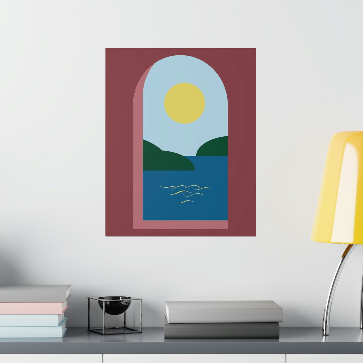 Minimal Art Print Italy Sea View Landscape Premium Matte Vertical Posters Ichaku [Perfect Gifts Selection]