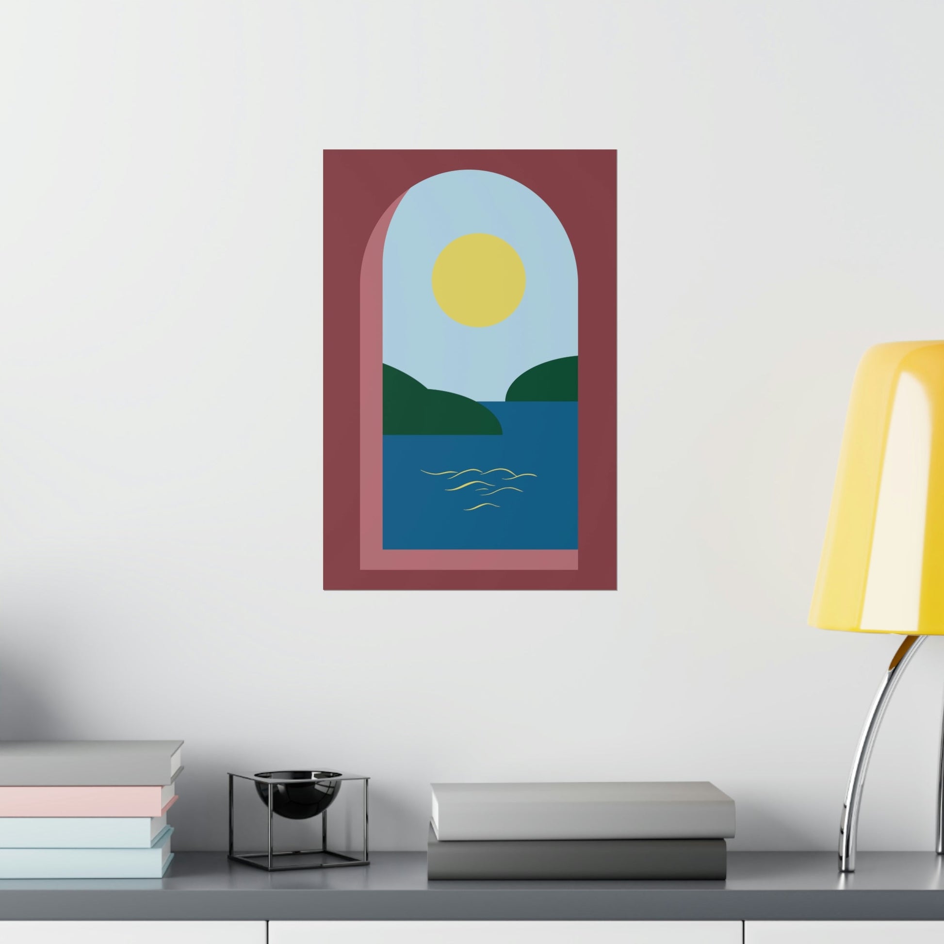 Minimal Art Print Italy Sea View Landscape Premium Matte Vertical Posters Ichaku [Perfect Gifts Selection]