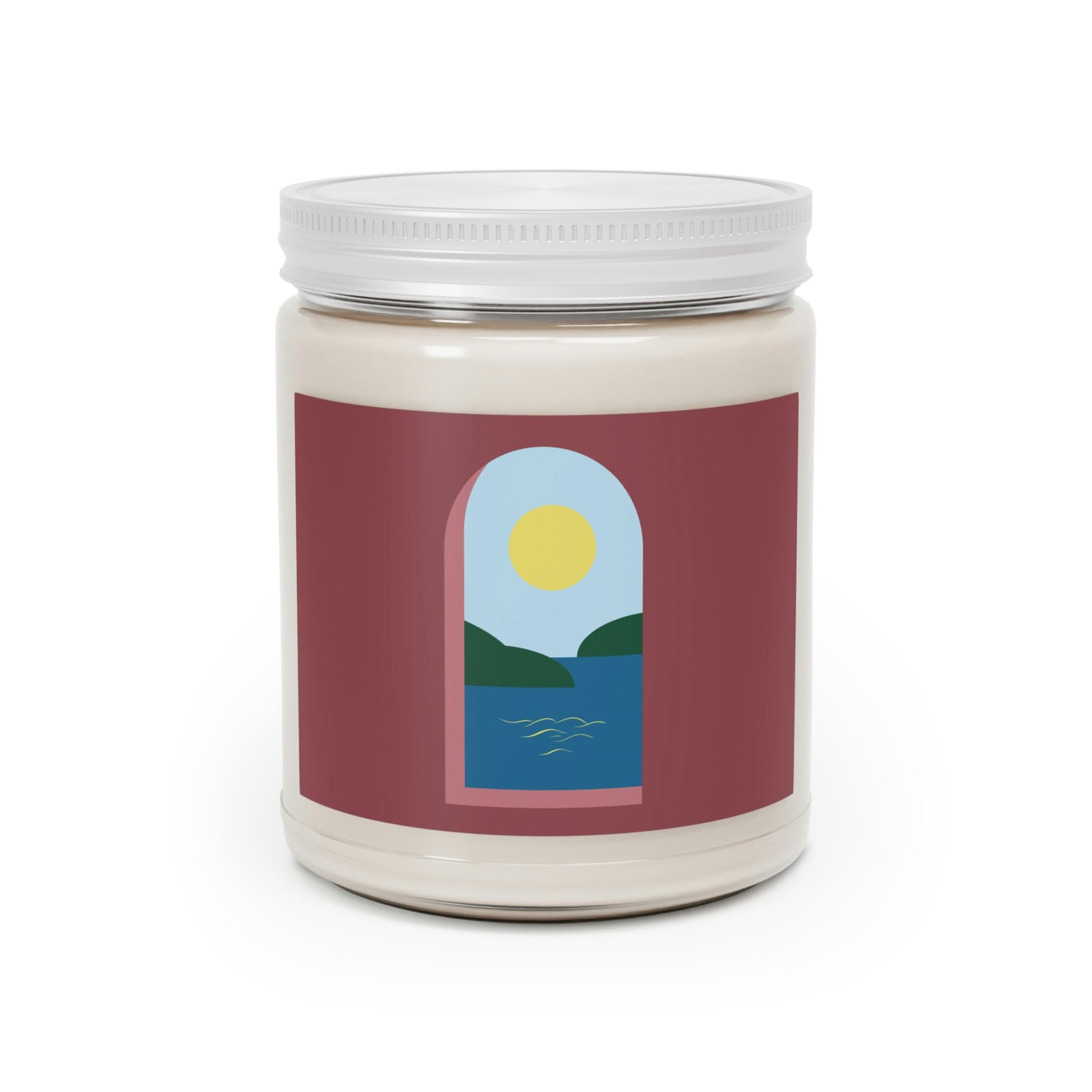 Minimal Art Print Italy Sea View Landscape Scented Candle Up to 60hSoy Wax 9oz Ichaku [Perfect Gifts Selection]