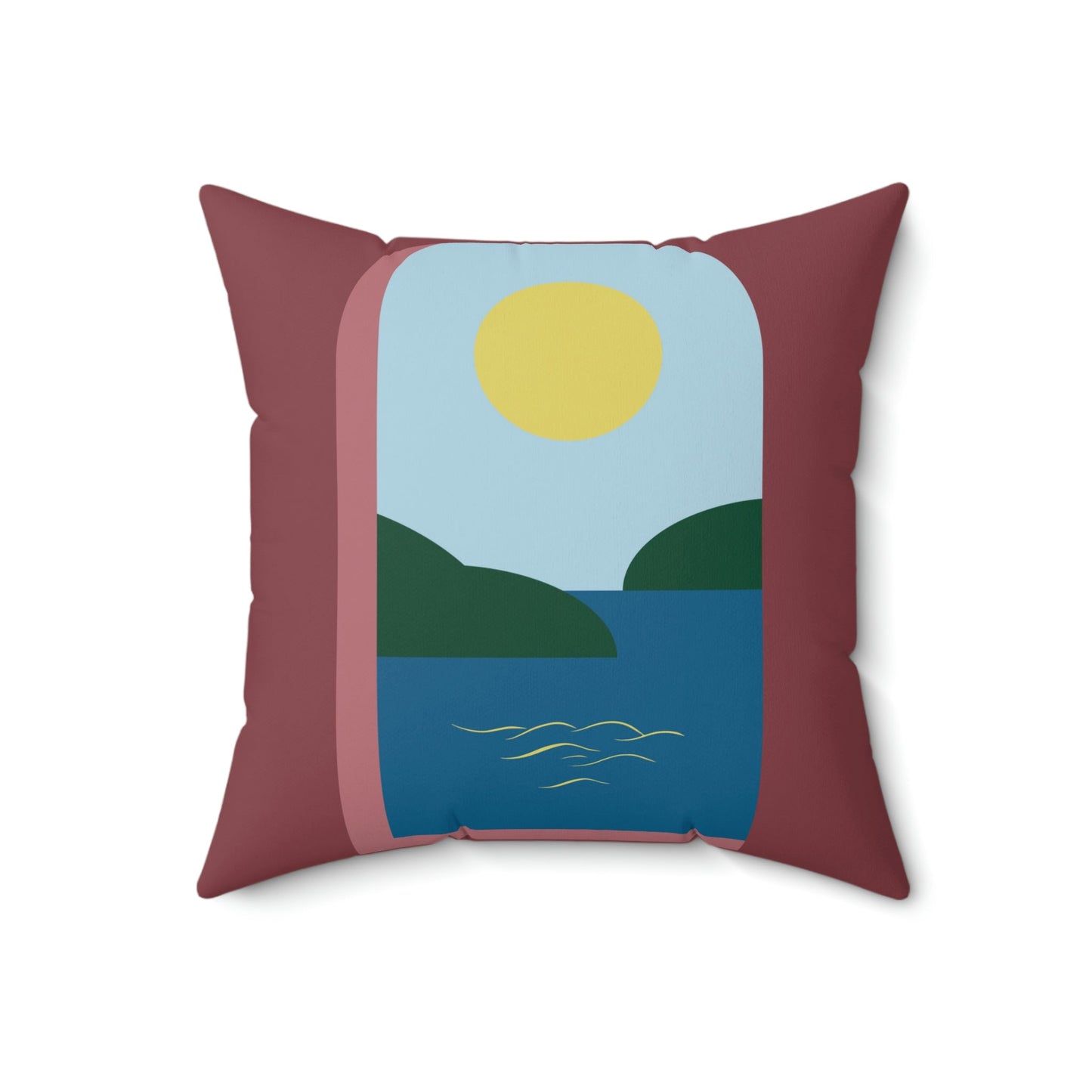 Minimal Art Print Italy Sea View Landscape Spun Polyester Square Pillow Ichaku [Perfect Gifts Selection]