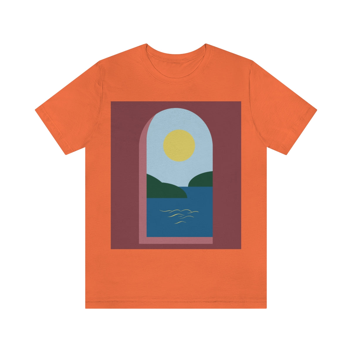 Minimal Art Print Italy Sea View Landscape Unisex Jersey Short Sleeve T-Shirt Ichaku [Perfect Gifts Selection]