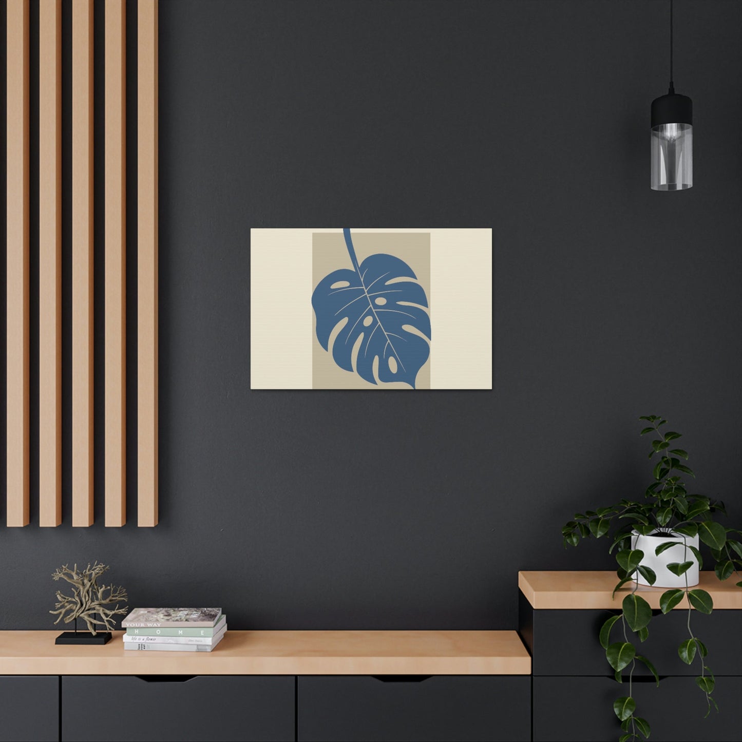 Monstera Leaf Modern Minimal Art Plant  Aesthetic Classic Art Canvas Gallery Wraps Ichaku [Perfect Gifts Selection]