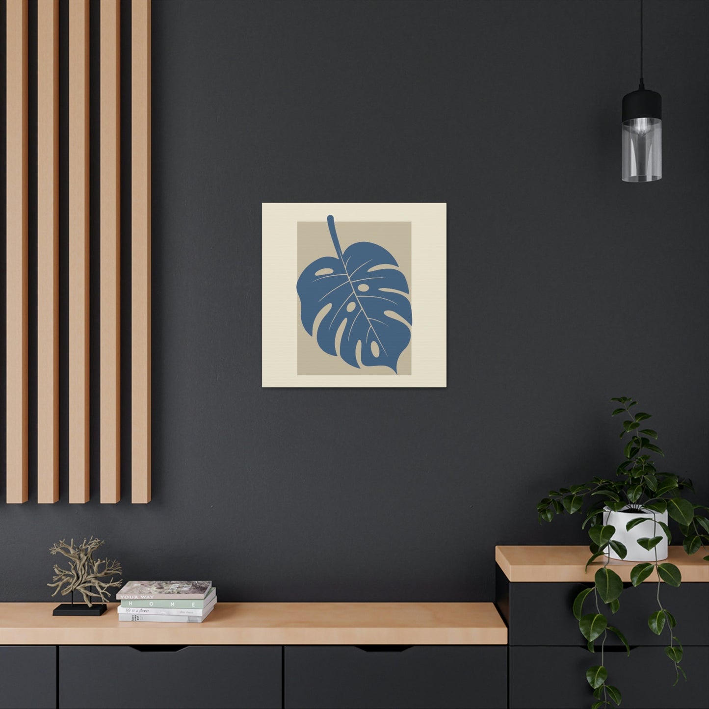 Monstera Leaf Modern Minimal Art Plant  Aesthetic Classic Art Canvas Gallery Wraps Ichaku [Perfect Gifts Selection]