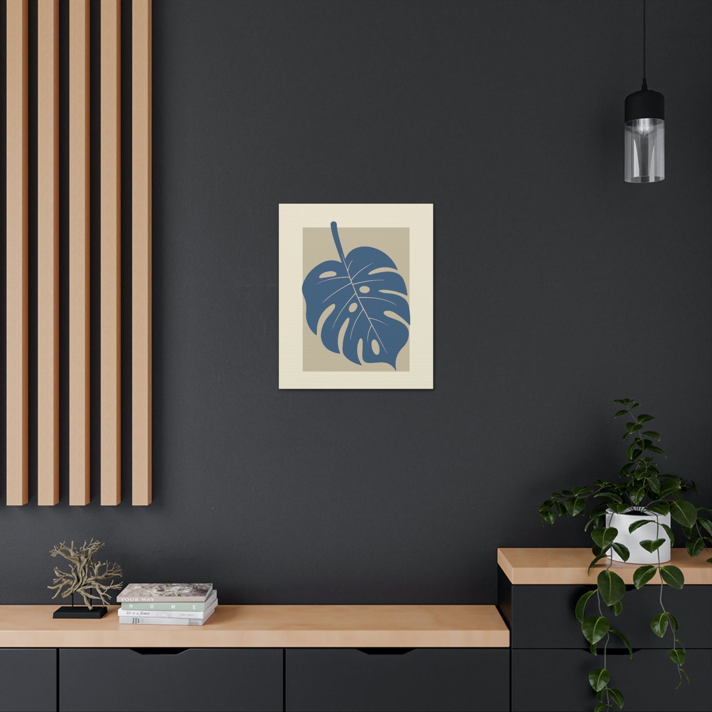 Monstera Leaf Modern Minimal Art Plant  Aesthetic Classic Art Canvas Gallery Wraps Ichaku [Perfect Gifts Selection]