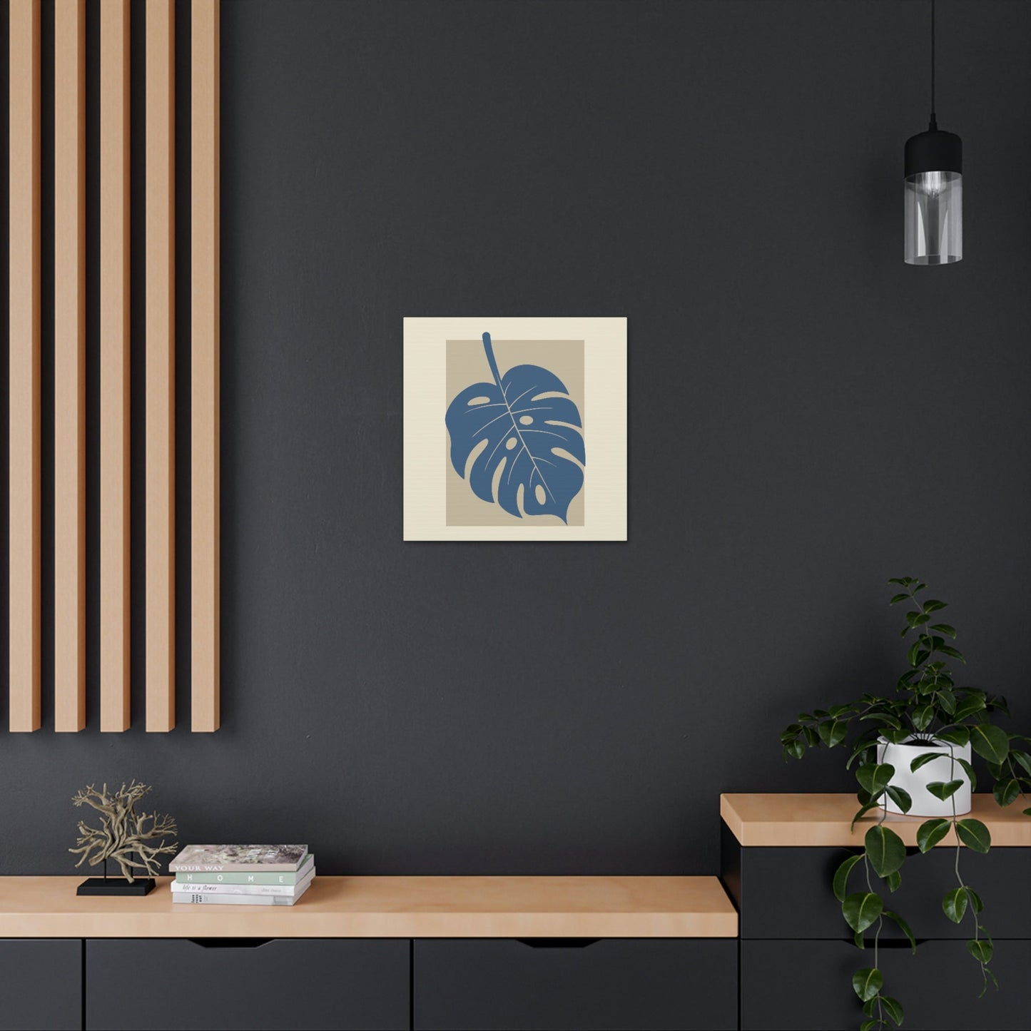 Monstera Leaf Modern Minimal Art Plant  Aesthetic Classic Art Canvas Gallery Wraps Ichaku [Perfect Gifts Selection]