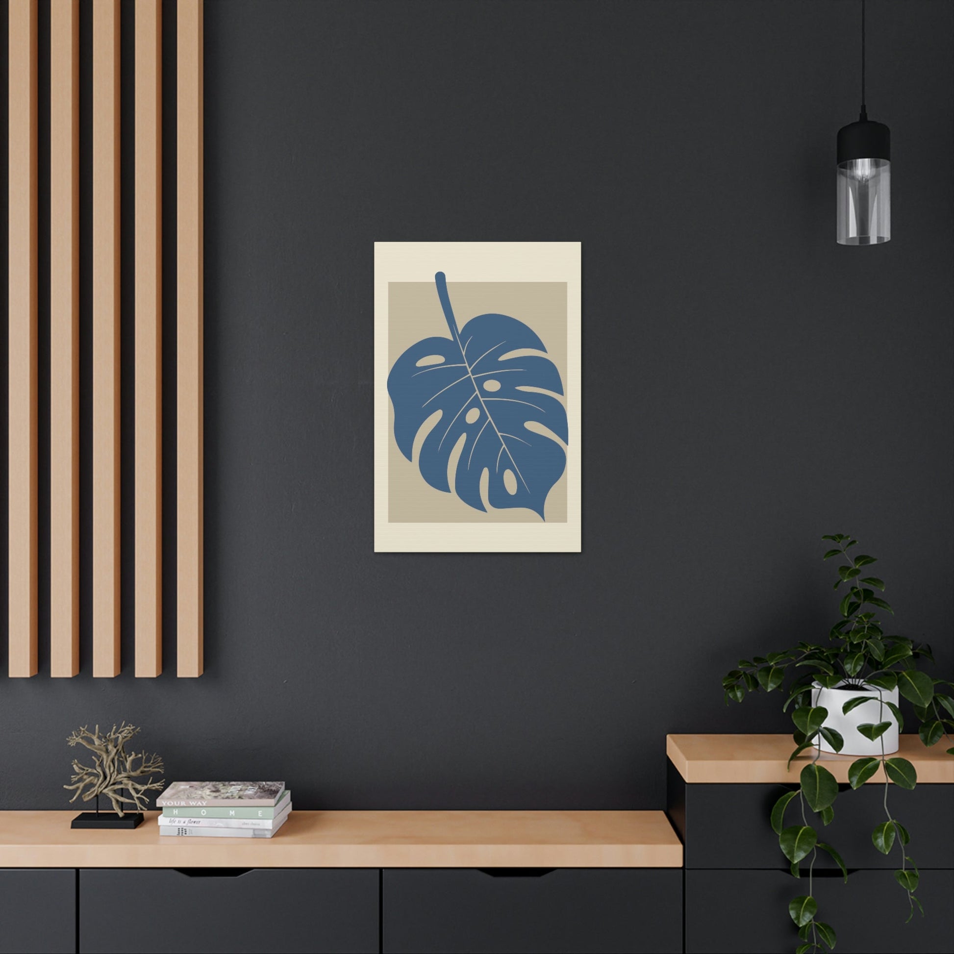 Monstera Leaf Modern Minimal Art Plant  Aesthetic Classic Art Canvas Gallery Wraps Ichaku [Perfect Gifts Selection]