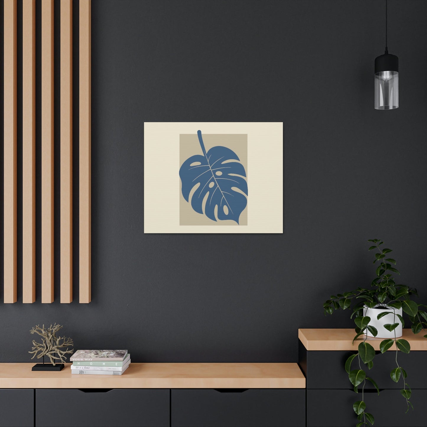 Monstera Leaf Modern Minimal Art Plant  Aesthetic Classic Art Canvas Gallery Wraps Ichaku [Perfect Gifts Selection]