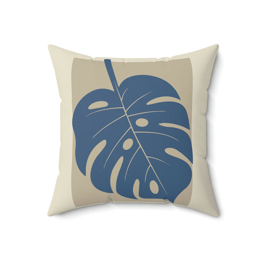 Monstera Leaf Modern Minimal Art Plant Spun Polyester Square Pillow Ichaku [Perfect Gifts Selection]