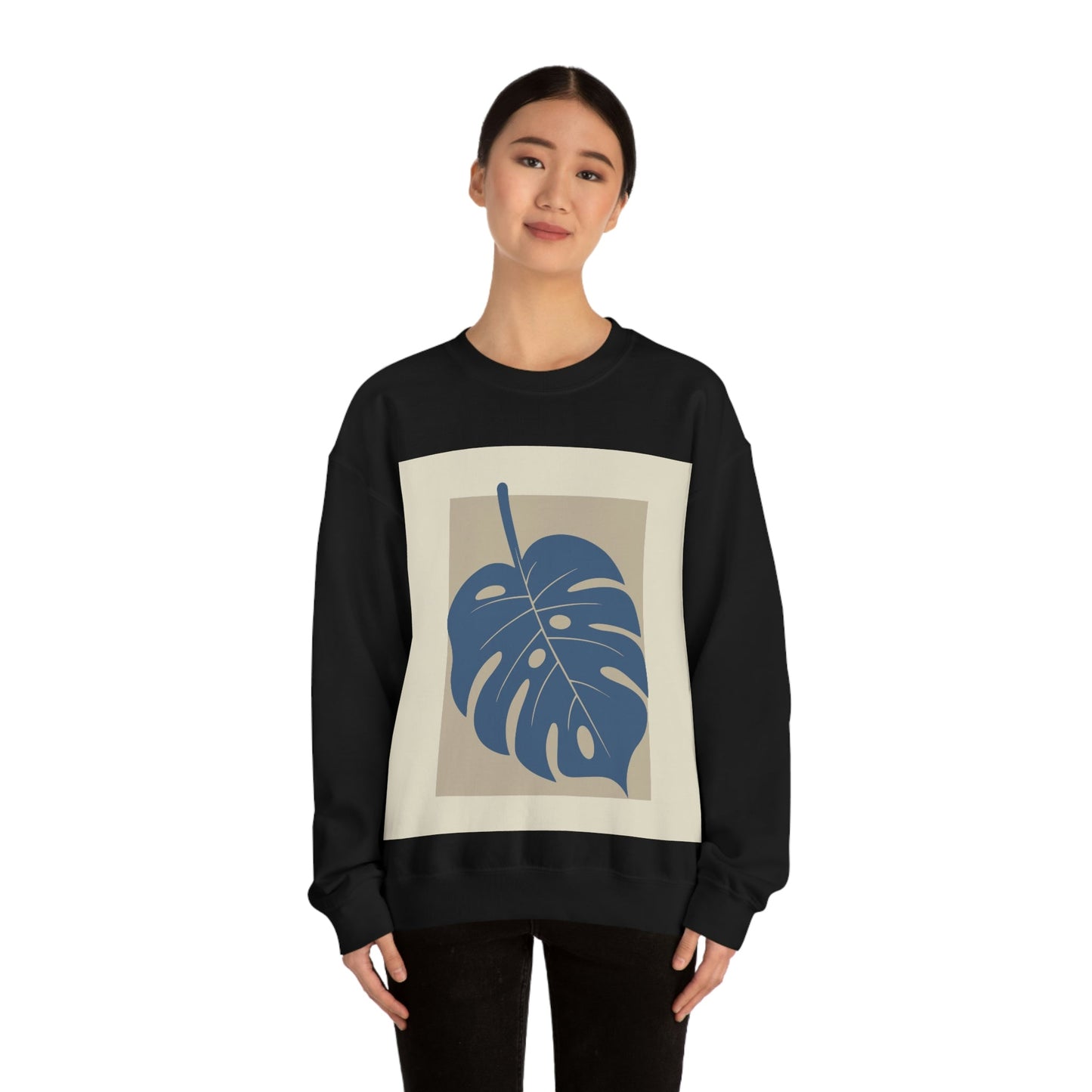 Monstera Leaf Modern Minimal Art Plant Unisex Heavy Blend™ Crewneck Sweatshirt Ichaku [Perfect Gifts Selection]