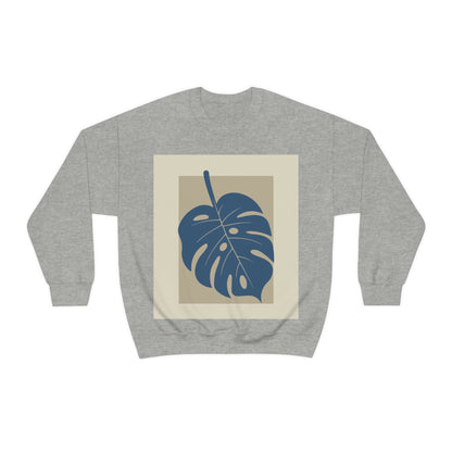 Monstera Leaf Modern Minimal Art Plant Unisex Heavy Blend™ Crewneck Sweatshirt Ichaku [Perfect Gifts Selection]