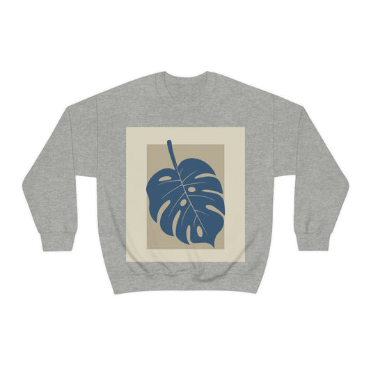 Monstera Leaf Modern Minimal Art Plant Unisex Heavy Blend™ Crewneck Sweatshirt Ichaku [Perfect Gifts Selection]