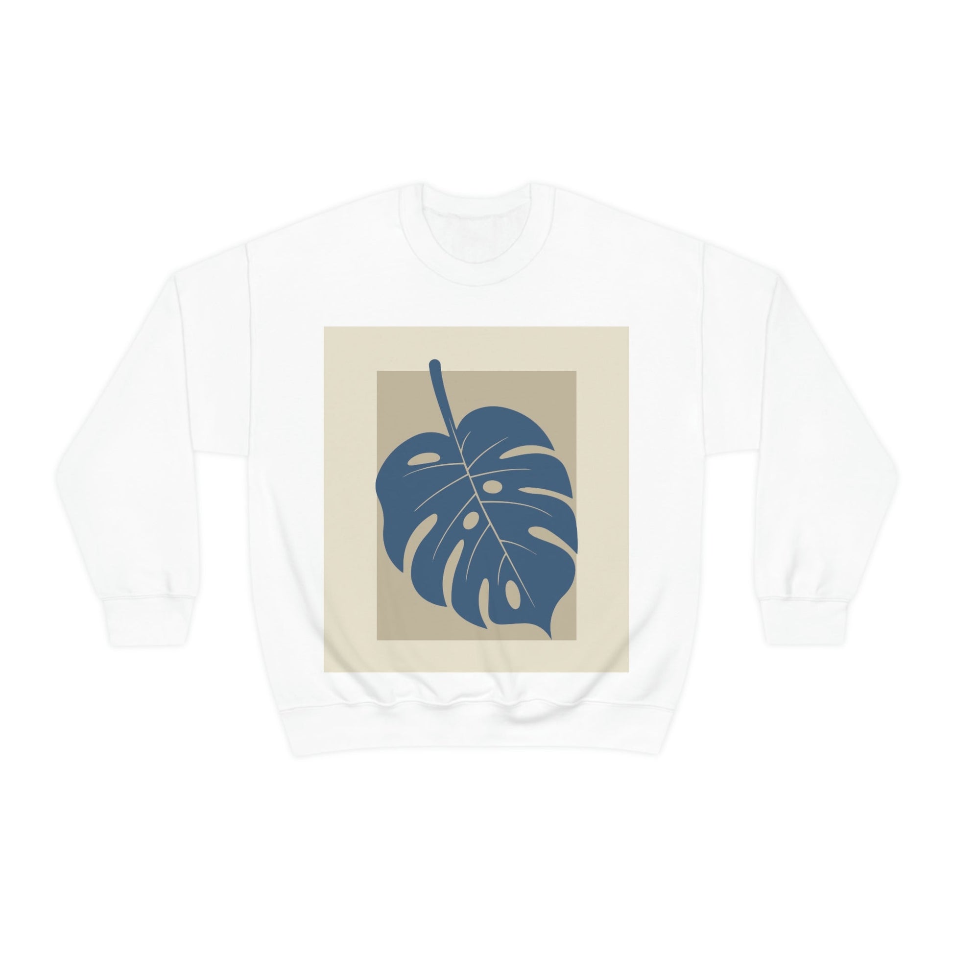 Monstera Leaf Modern Minimal Art Plant Unisex Heavy Blend™ Crewneck Sweatshirt Ichaku [Perfect Gifts Selection]