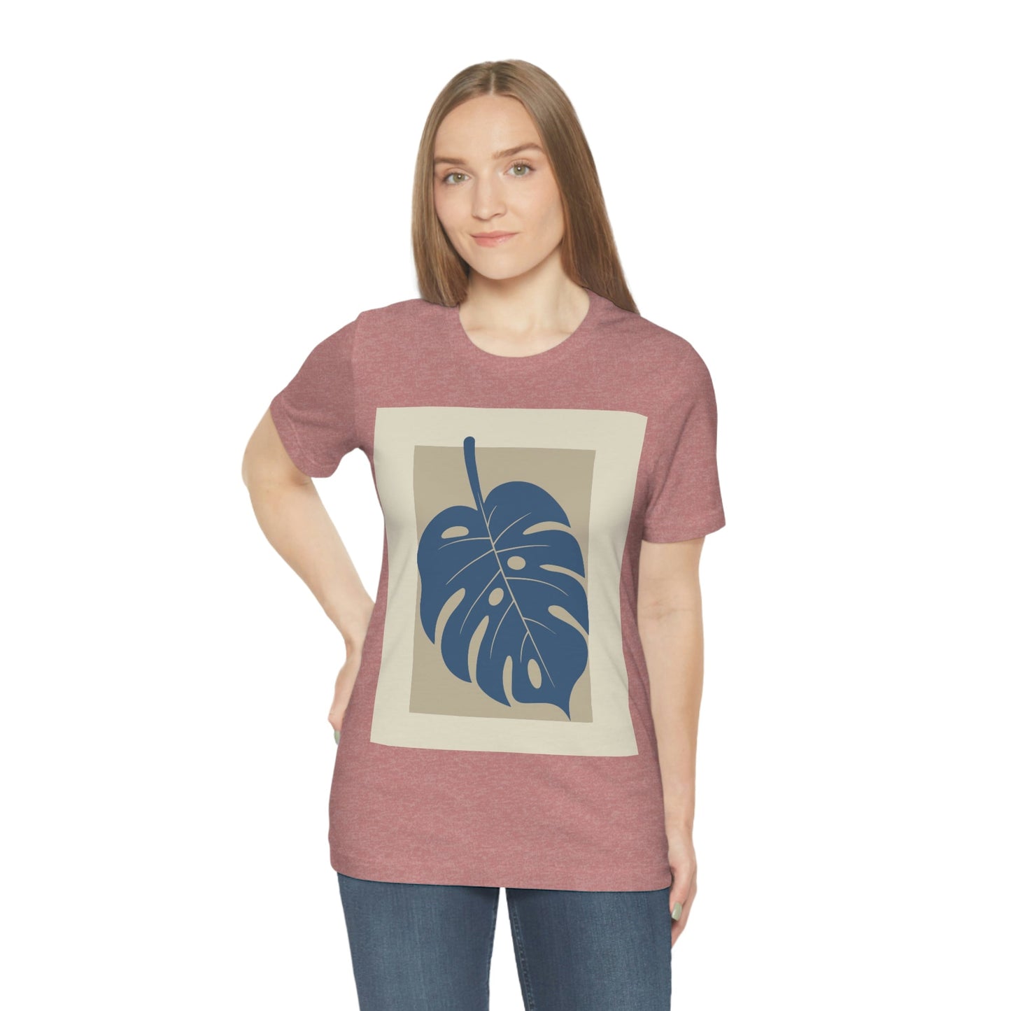 Monstera Leaf Modern Minimal Art Plant Unisex Jersey Short Sleeve T-Shirt Ichaku [Perfect Gifts Selection]