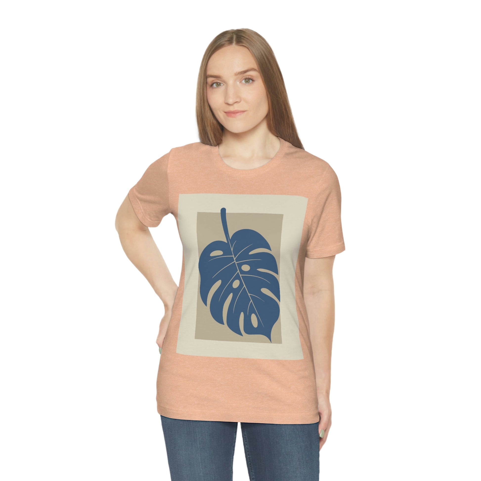 Monstera Leaf Modern Minimal Art Plant Unisex Jersey Short Sleeve T-Shirt Ichaku [Perfect Gifts Selection]