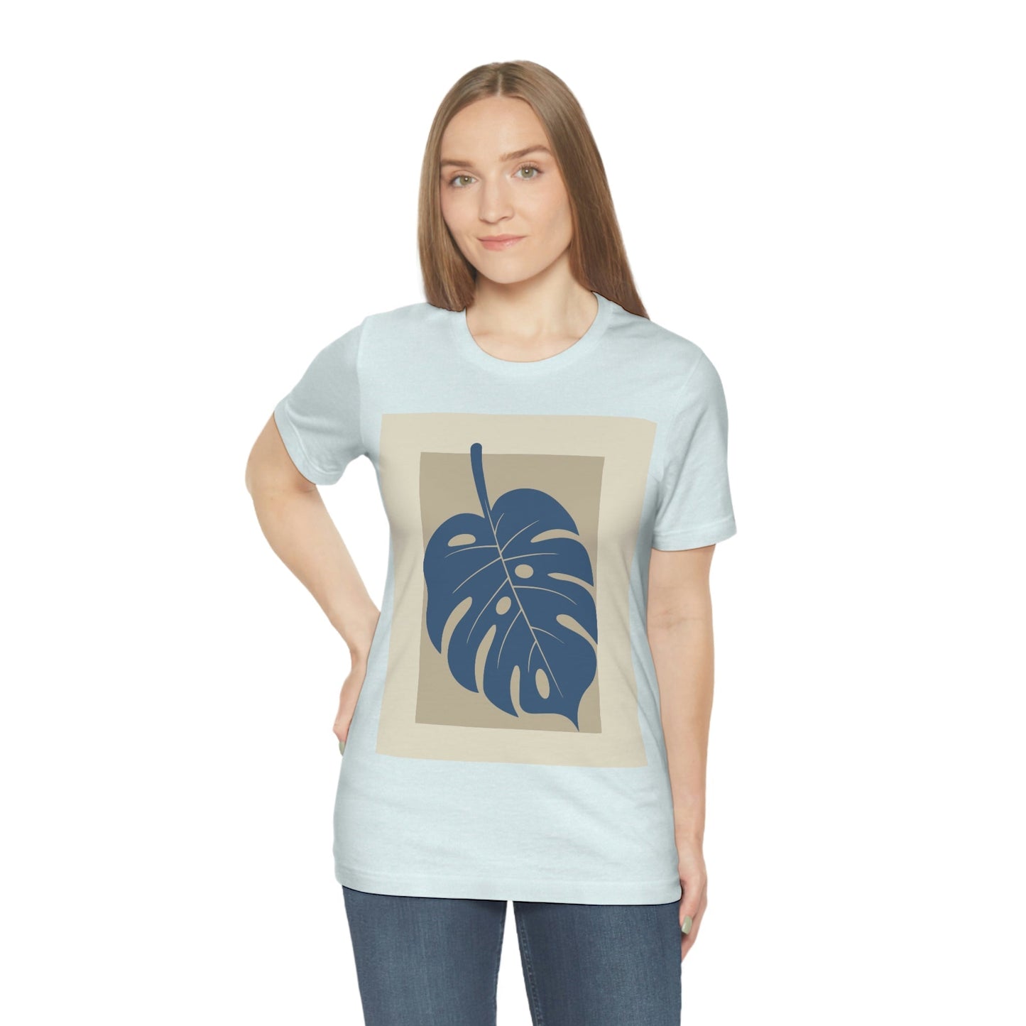 Monstera Leaf Modern Minimal Art Plant Unisex Jersey Short Sleeve T-Shirt Ichaku [Perfect Gifts Selection]